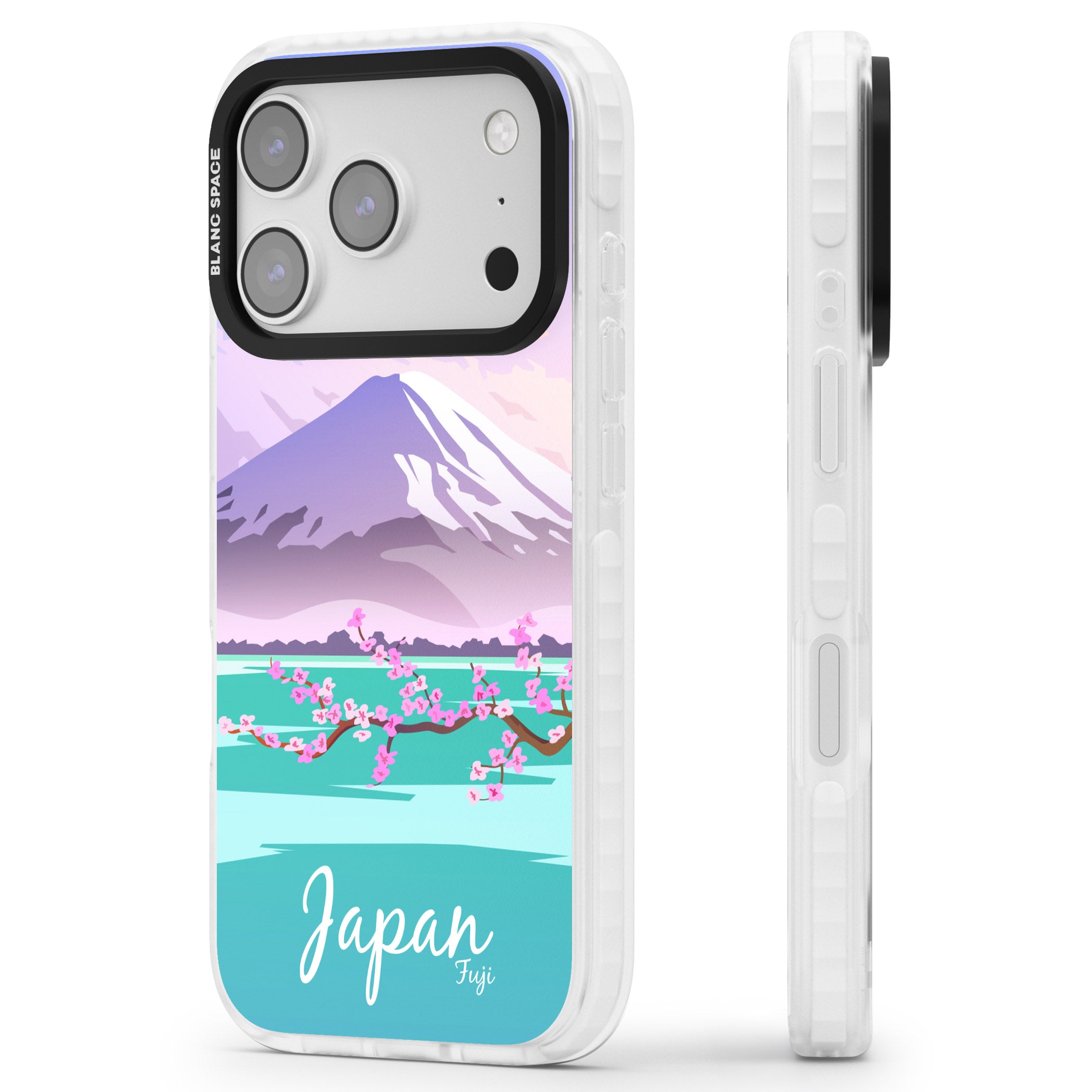 Vintage Travel Poster Japan iPhone 17 Pro Impact Pro Clear Phone Case Side Profile