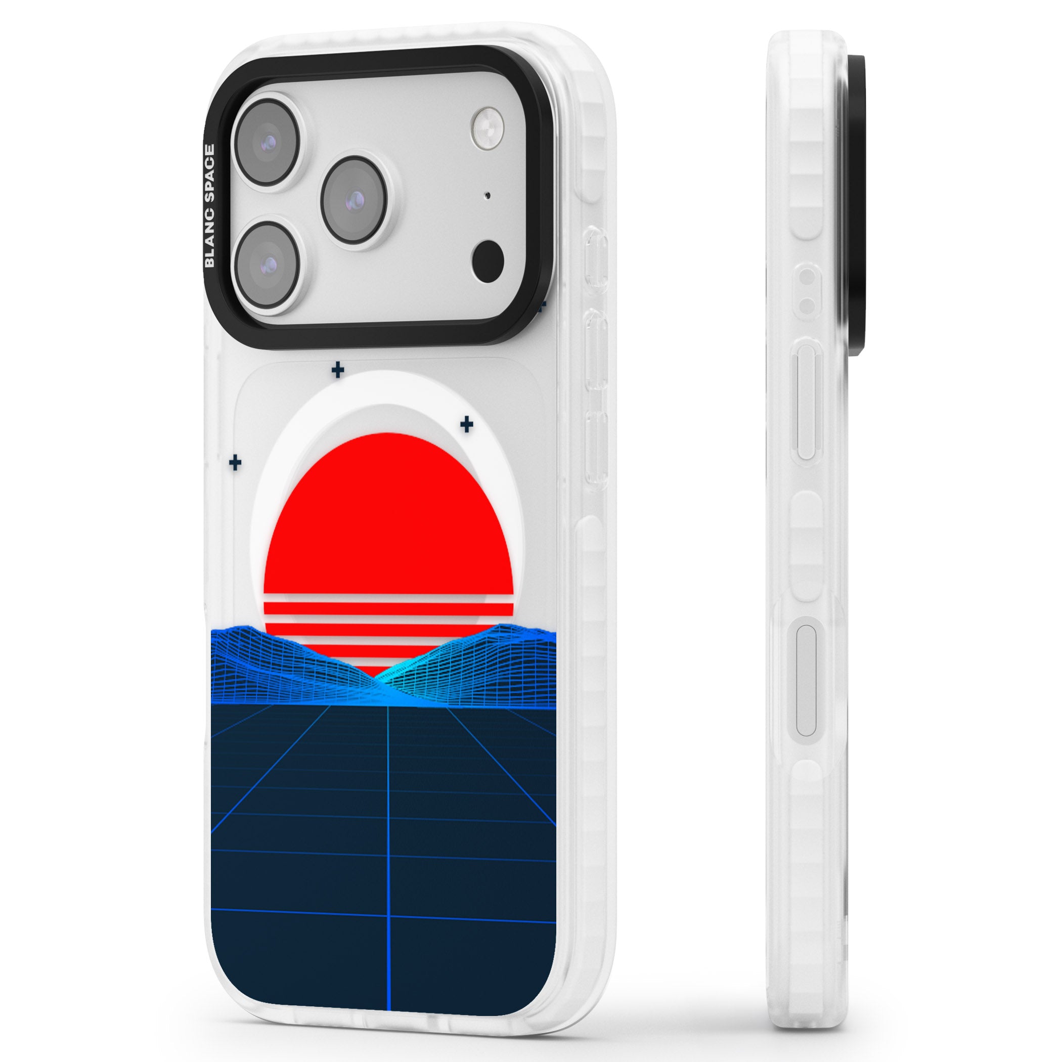 Japanese Sunset Vaporwave iPhone 17 Pro Impact Pro Clear Phone Case Side Profile