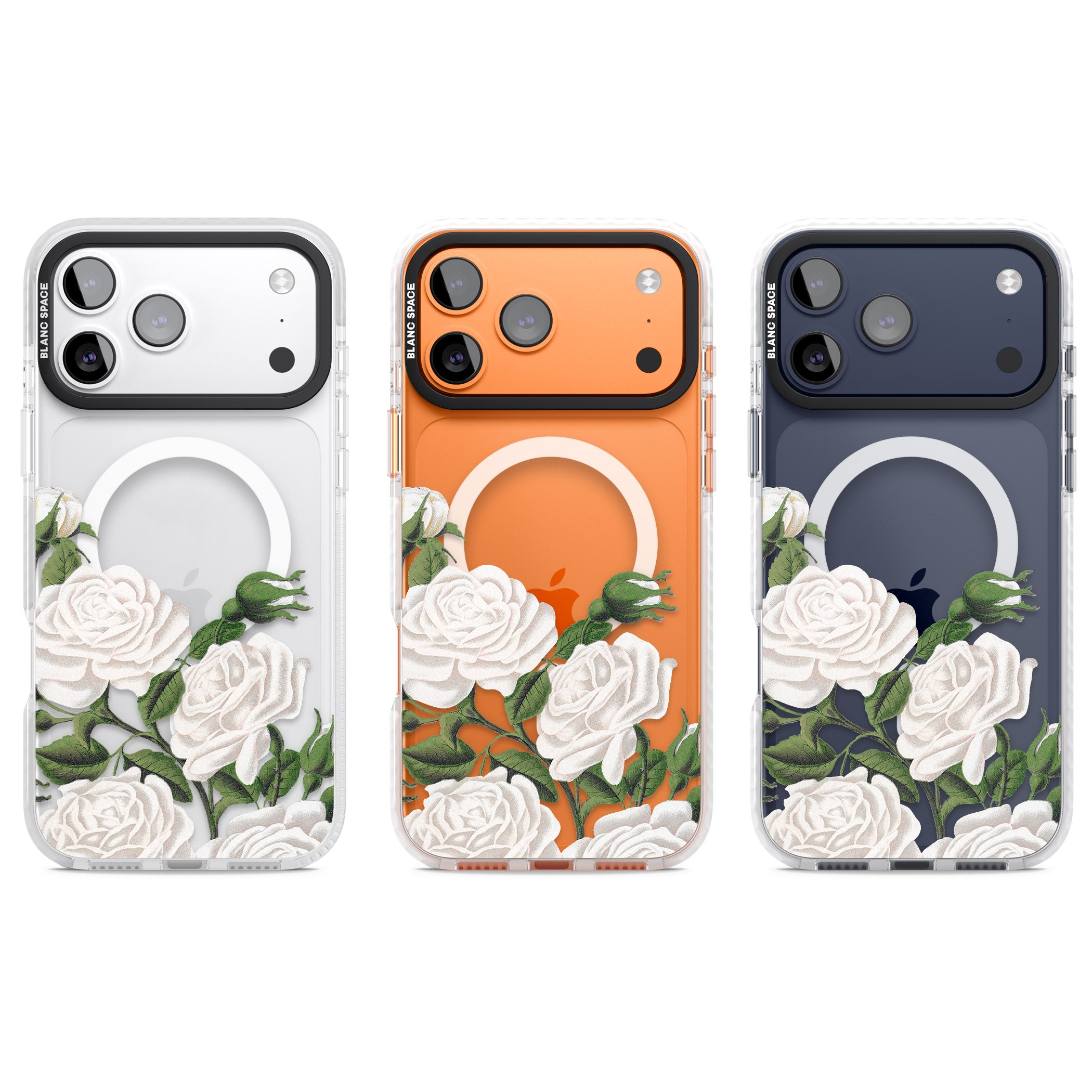 White Vintage Painted Flowers iPhone 17 Pro Impact Pro Clear Phone Case APT Impact Protection