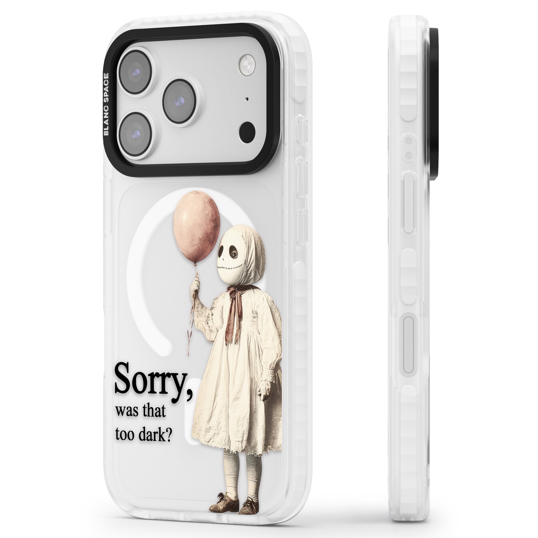 Sorry Was That Too Dark iPhone 17 Pro Impact Pro Clear Phone Case Side Profile