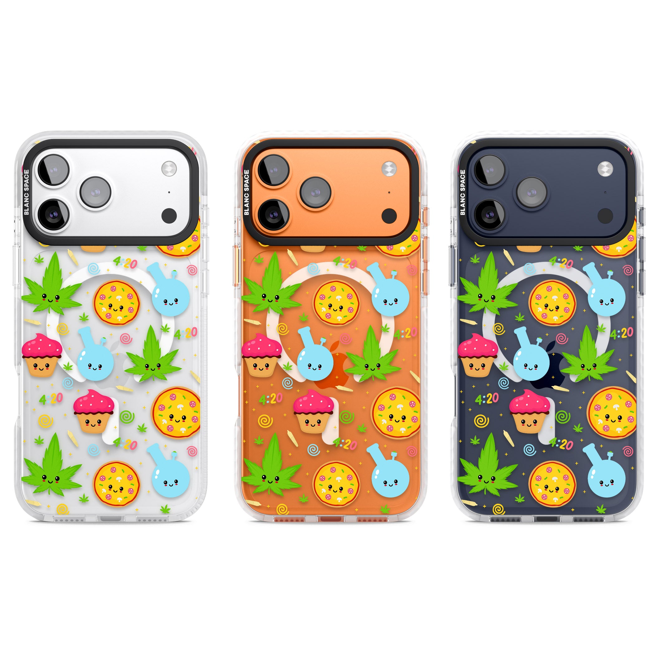 Kawaii Weed Pattern iPhone 17 Pro Impact Pro Clear Phone Case APT Impact Protection