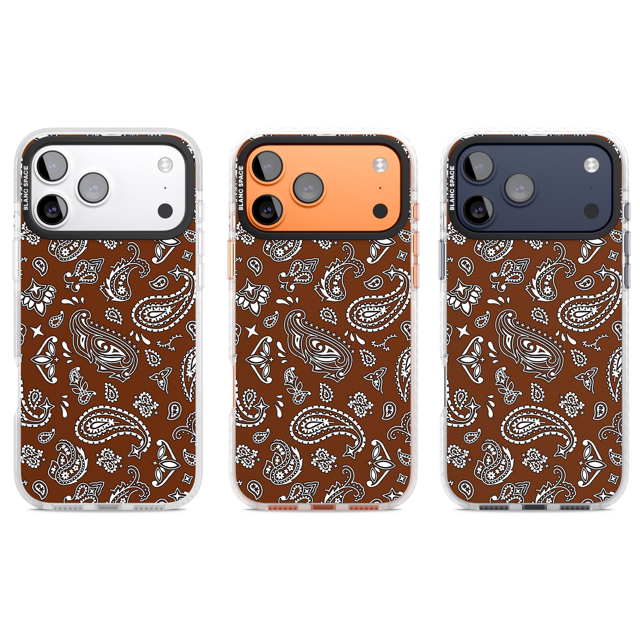 Brown Bandana iPhone 17 Pro Impact Pro Clear Phone Case APT Impact Protection