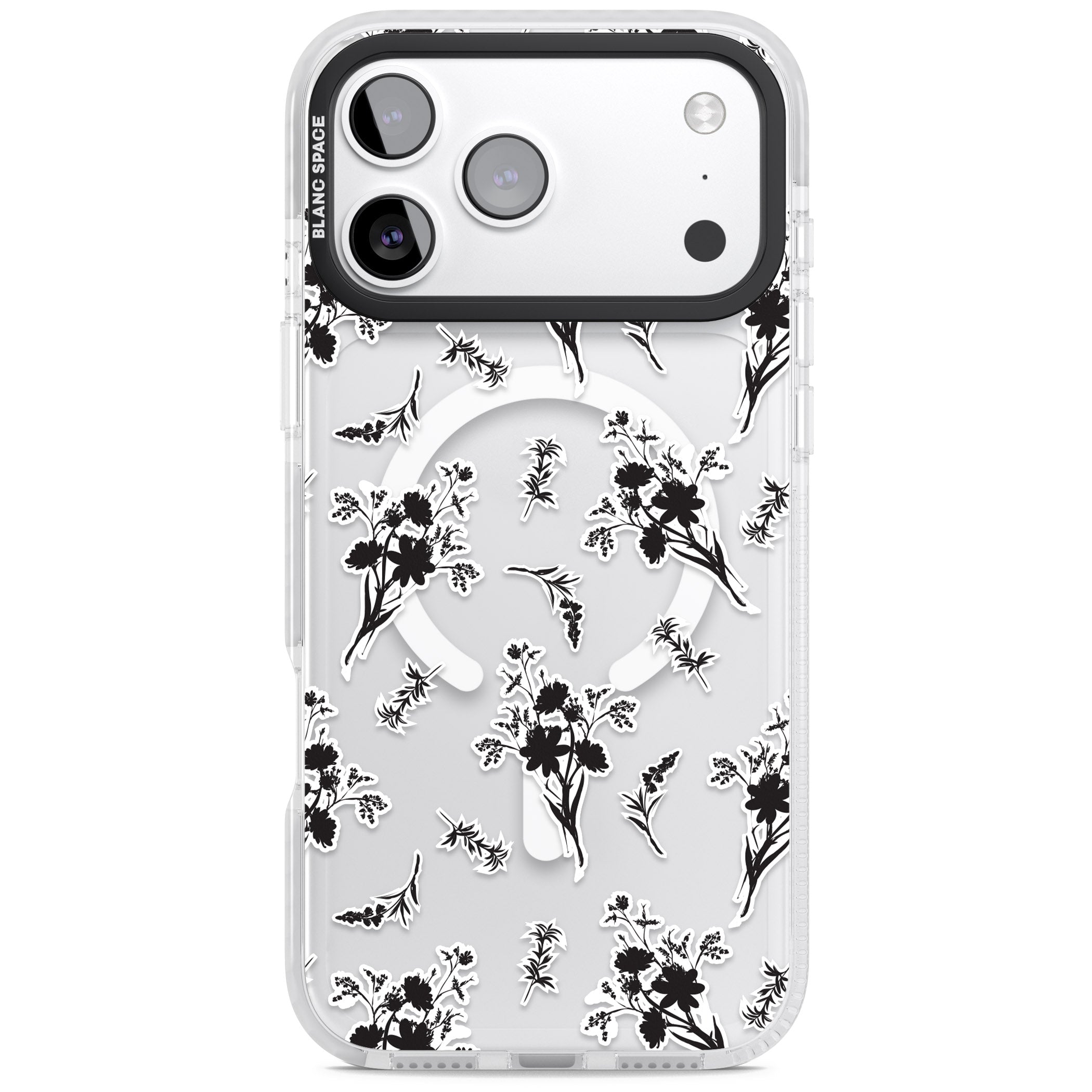 Black Sticker Wildflowers iPhone 17 Pro Impact Pro Clear Phone Case