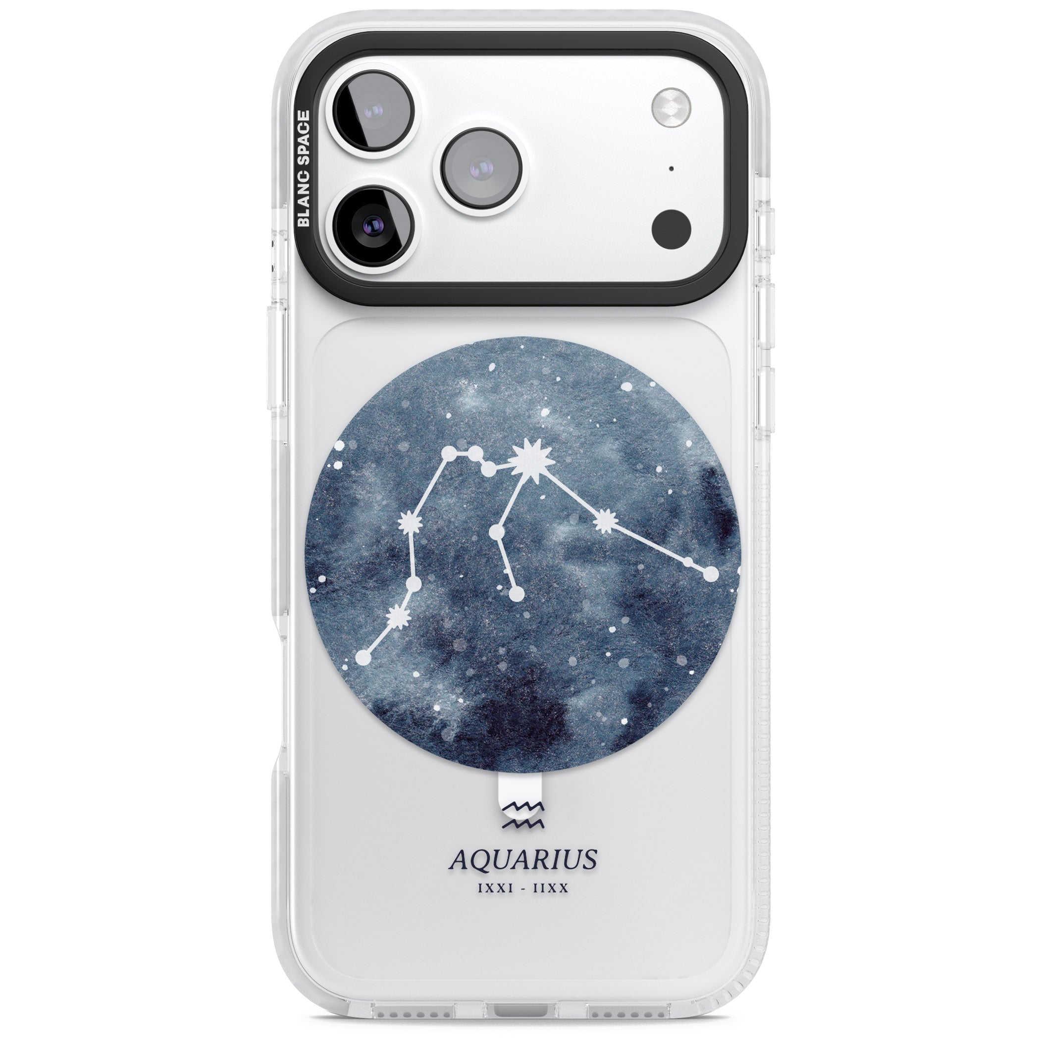 Aquarius Zodiac Blue iPhone 17 Pro Impact Pro Clear Phone Case