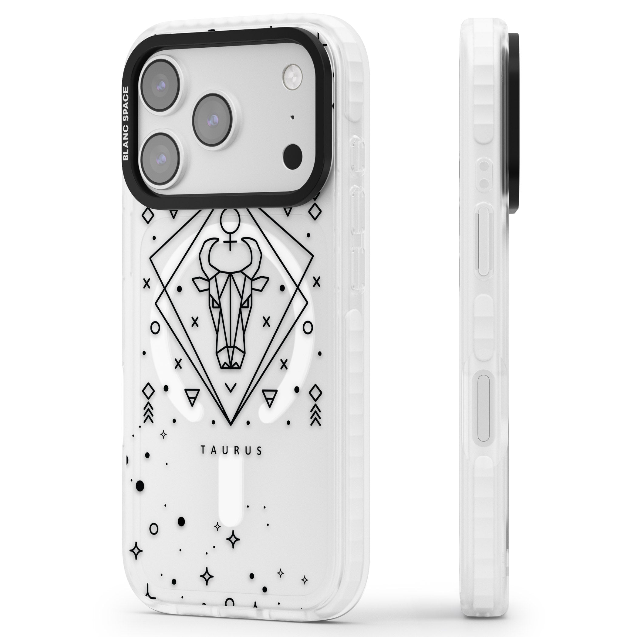 Taurus Emblem iPhone 17 Pro Impact Pro Clear Phone Case Side Profile