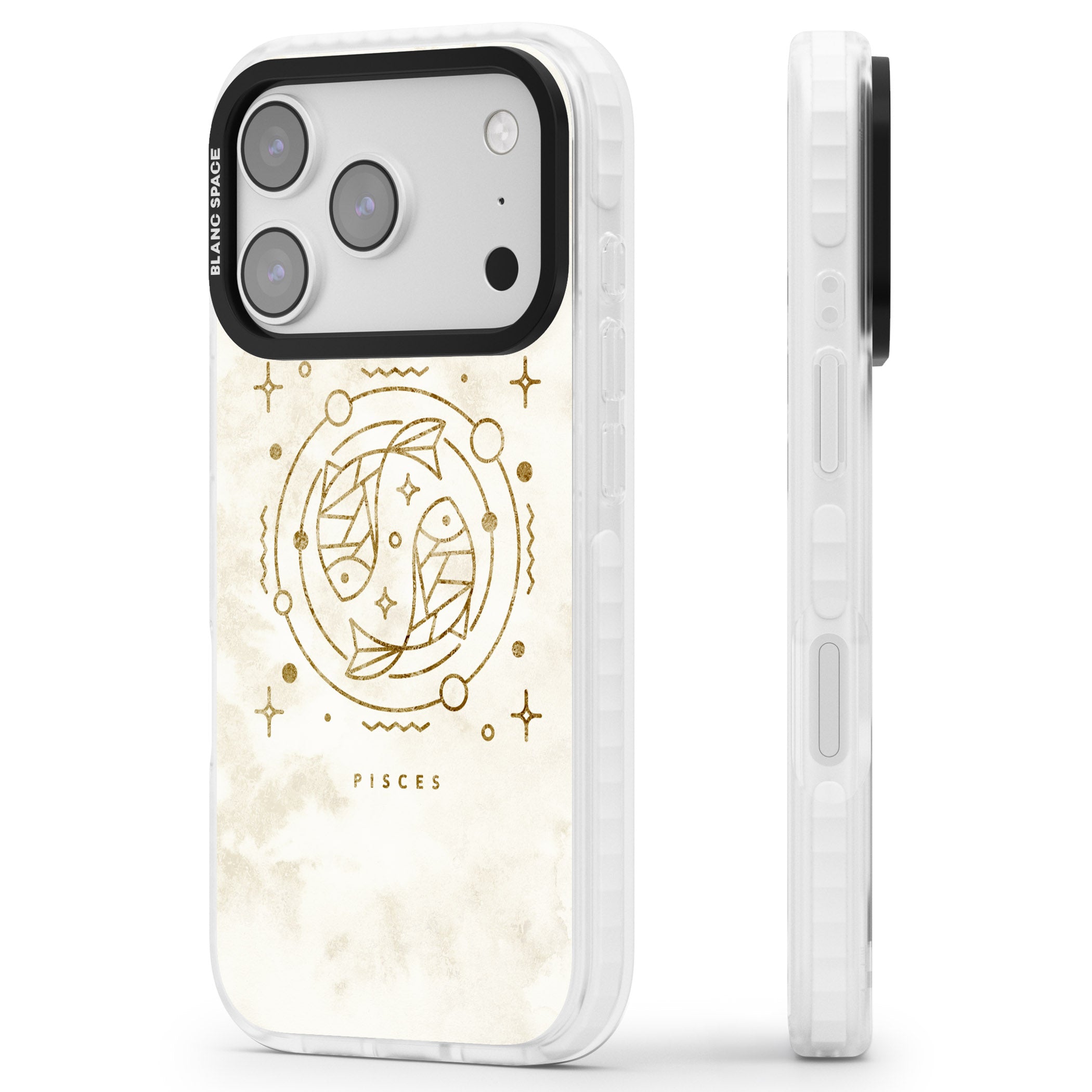 Pisces Emblem iPhone 17 Pro Impact Pro Clear Phone Case Side Profile
