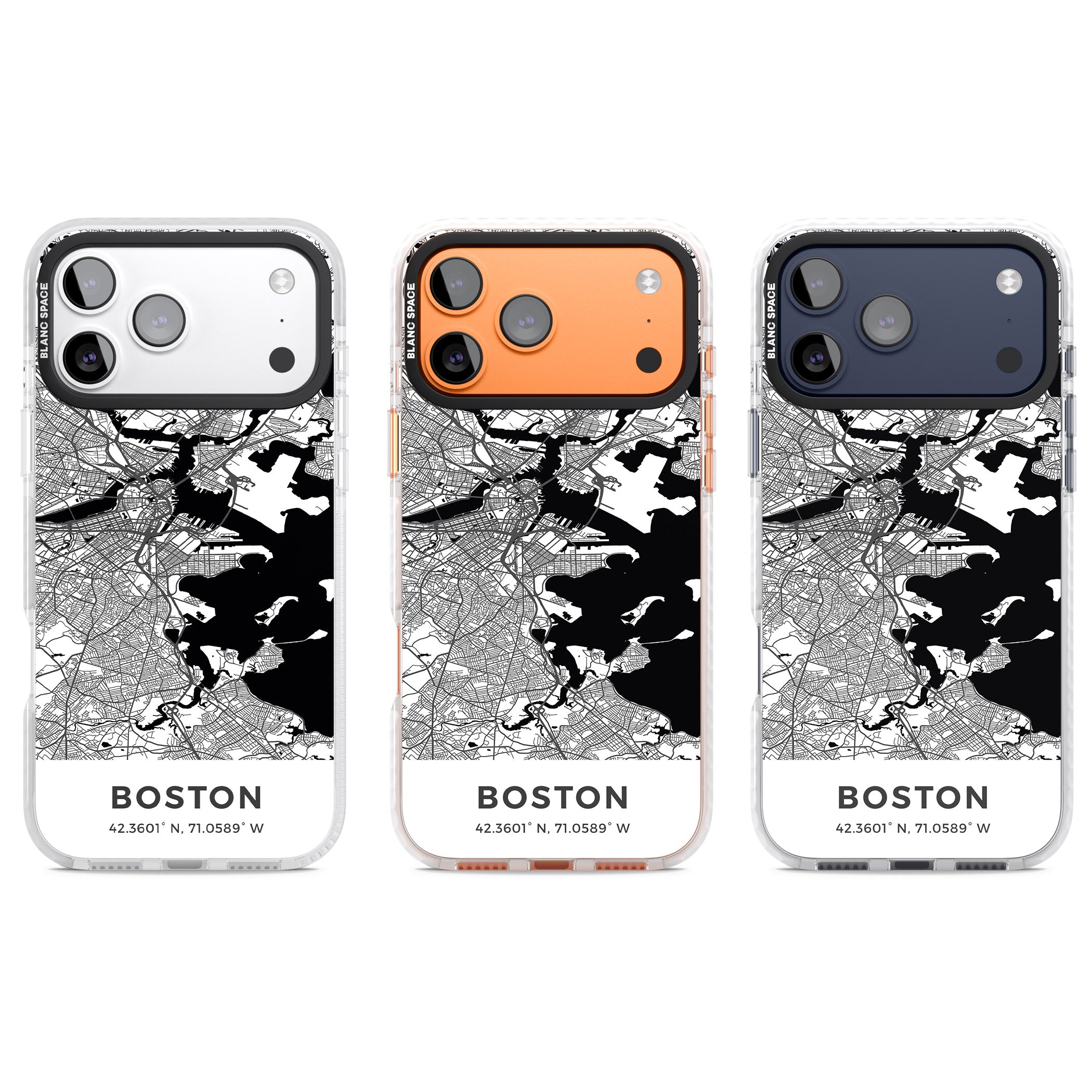 Boston Map iPhone 17 Pro Impact Clear Phone Case APT Impact Protection