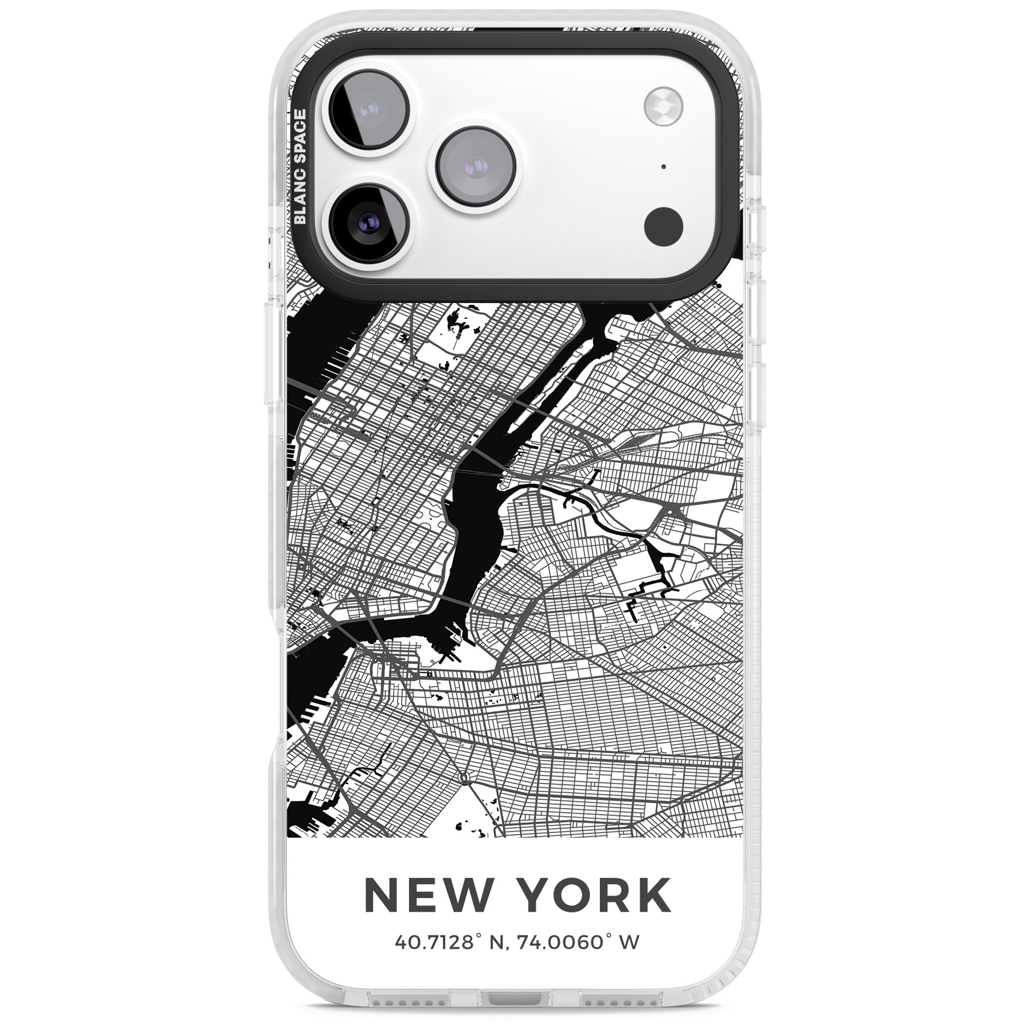 New York Map iPhone 17 Pro Impact Clear Phone Case