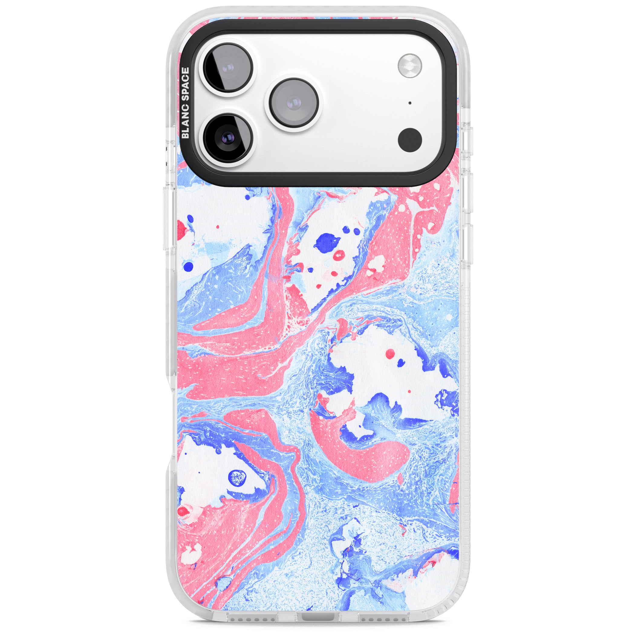 Pink, Blue & White Marbled Paper Pattern iPhone 17 Pro Impact Clear Phone Case