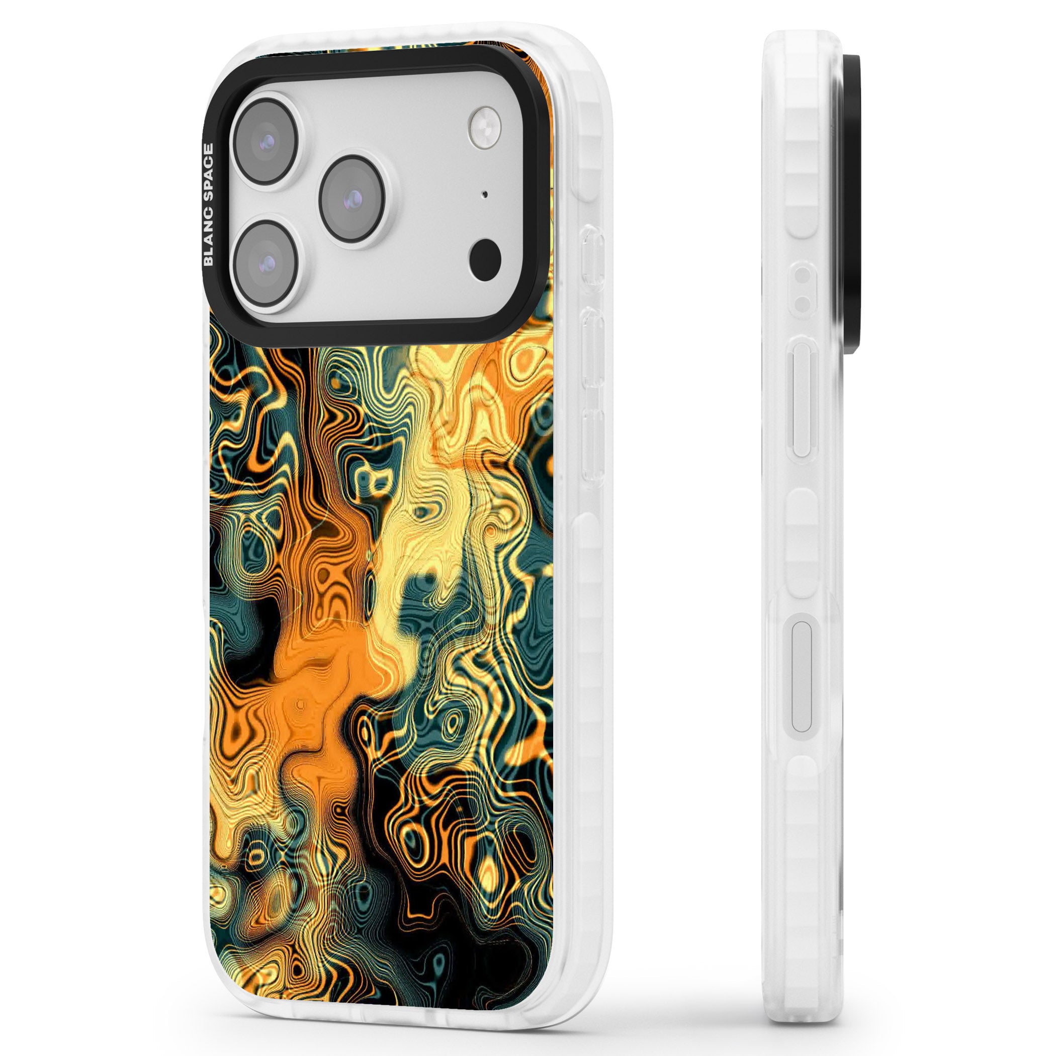 Gold Green Marble iPhone 17 Pro Impact Clear Phone Case Side Profile