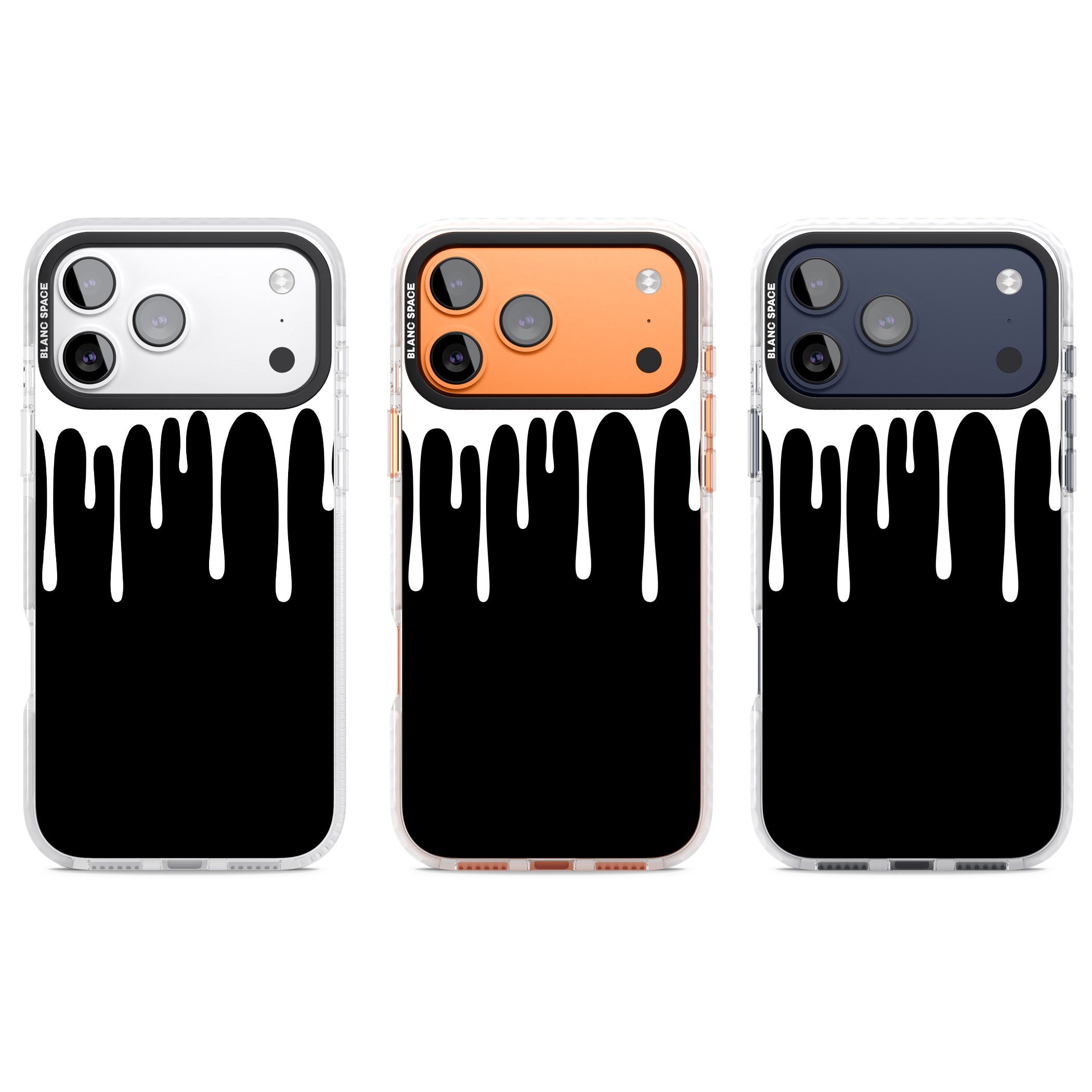 Melted Effect: White & Black iPhone 17 Pro Impact Clear Phone Case APT Impact Protection