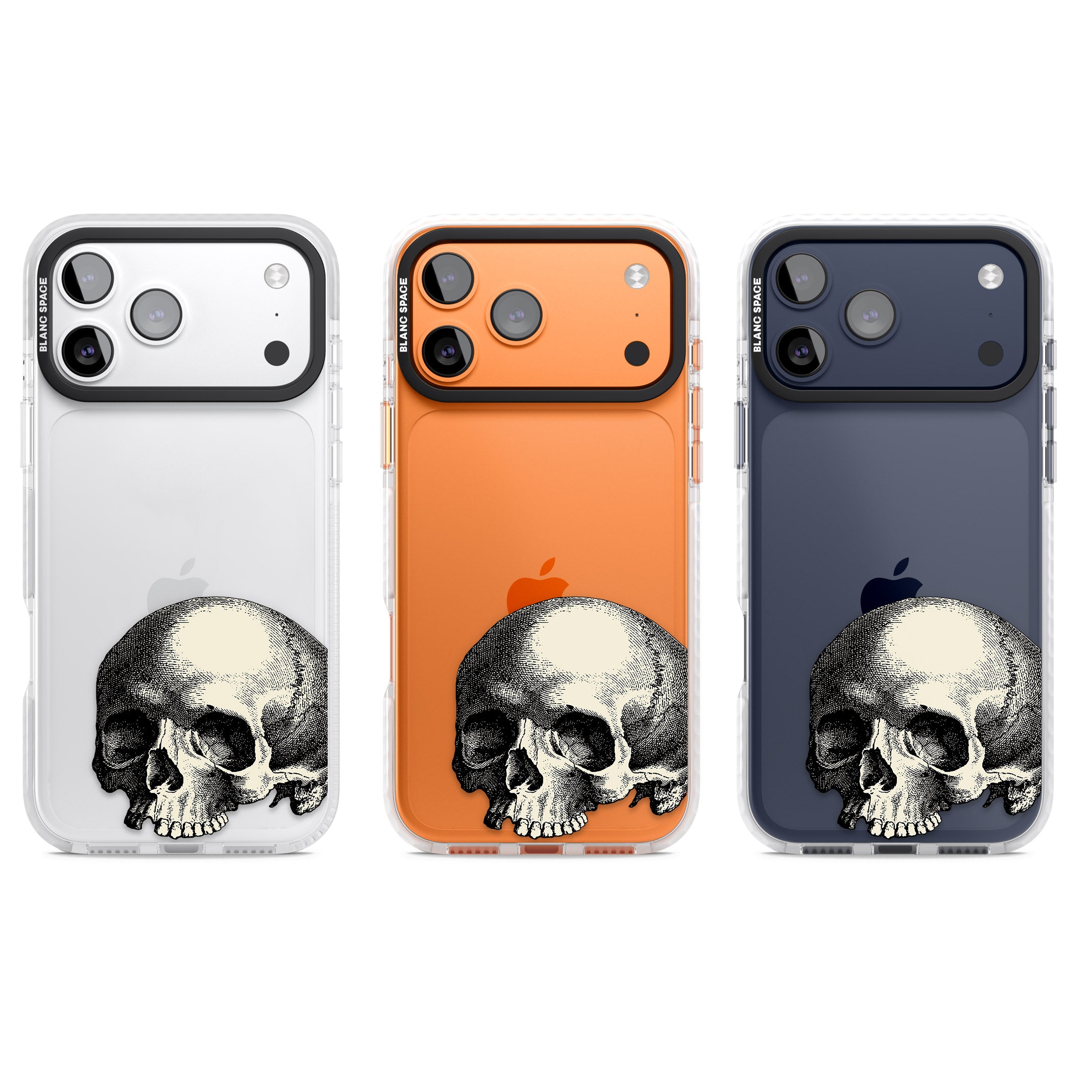 Minimal Vintage Skull iPhone 17 Pro Impact Clear Phone Case APT Impact Protection