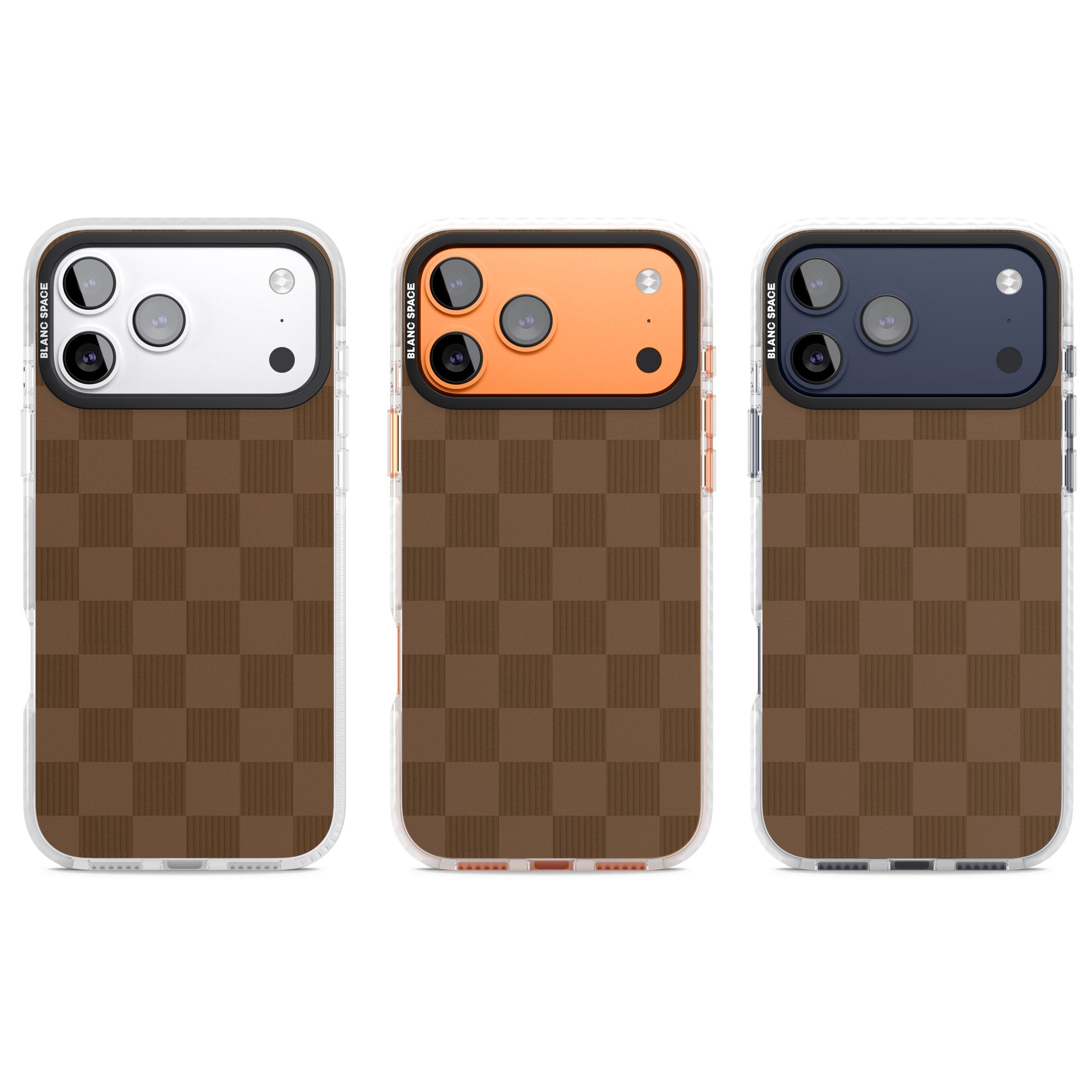 Chocolate Checkered iPhone 17 Pro Impact Clear Phone Case APT Impact Protection
