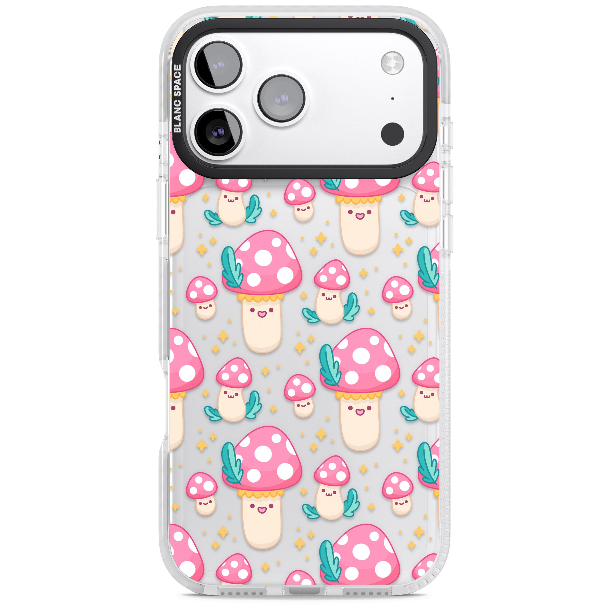 Cute Mushroom Pattern iPhone 17 Pro Impact Clear Phone Case