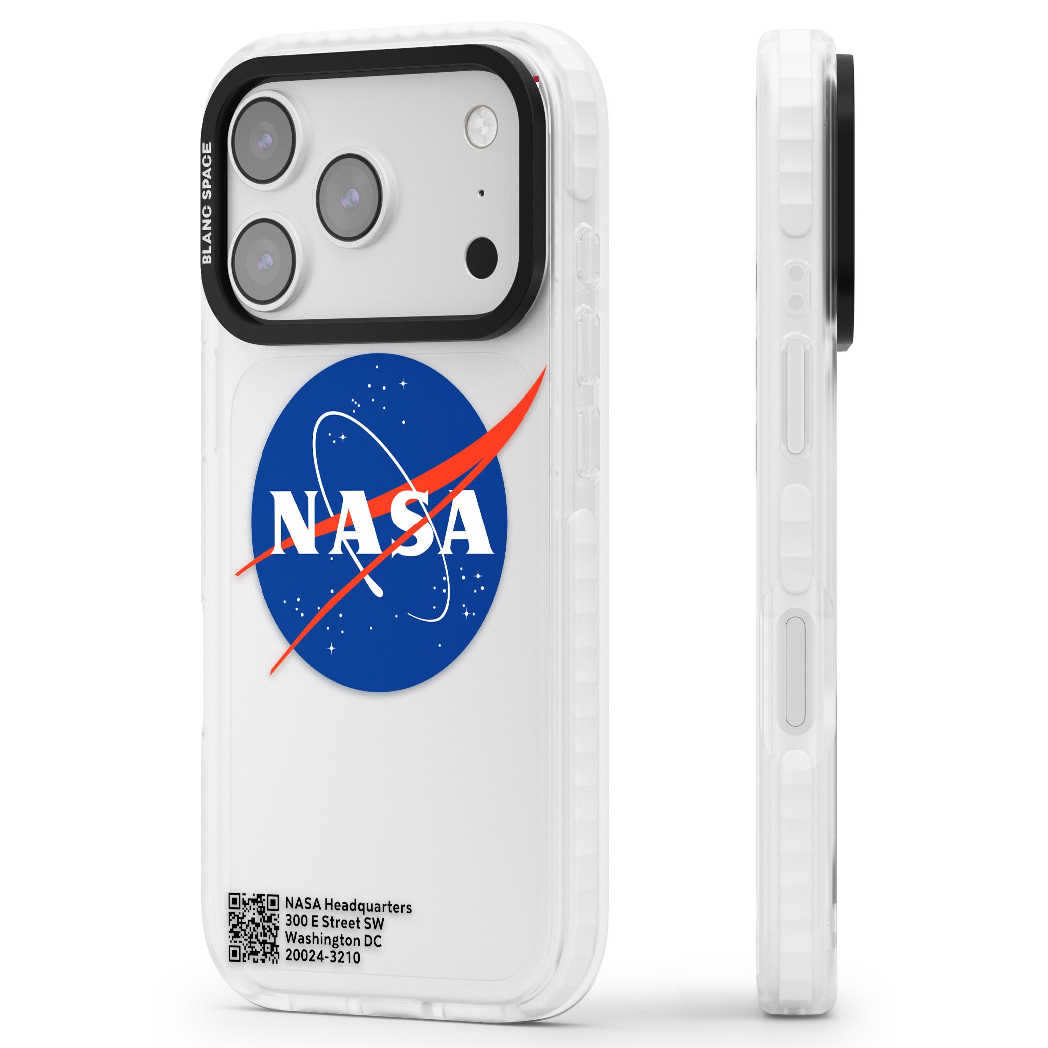 Nasa Meatball iPhone 17 Pro Impact Clear Phone Case Side Profile