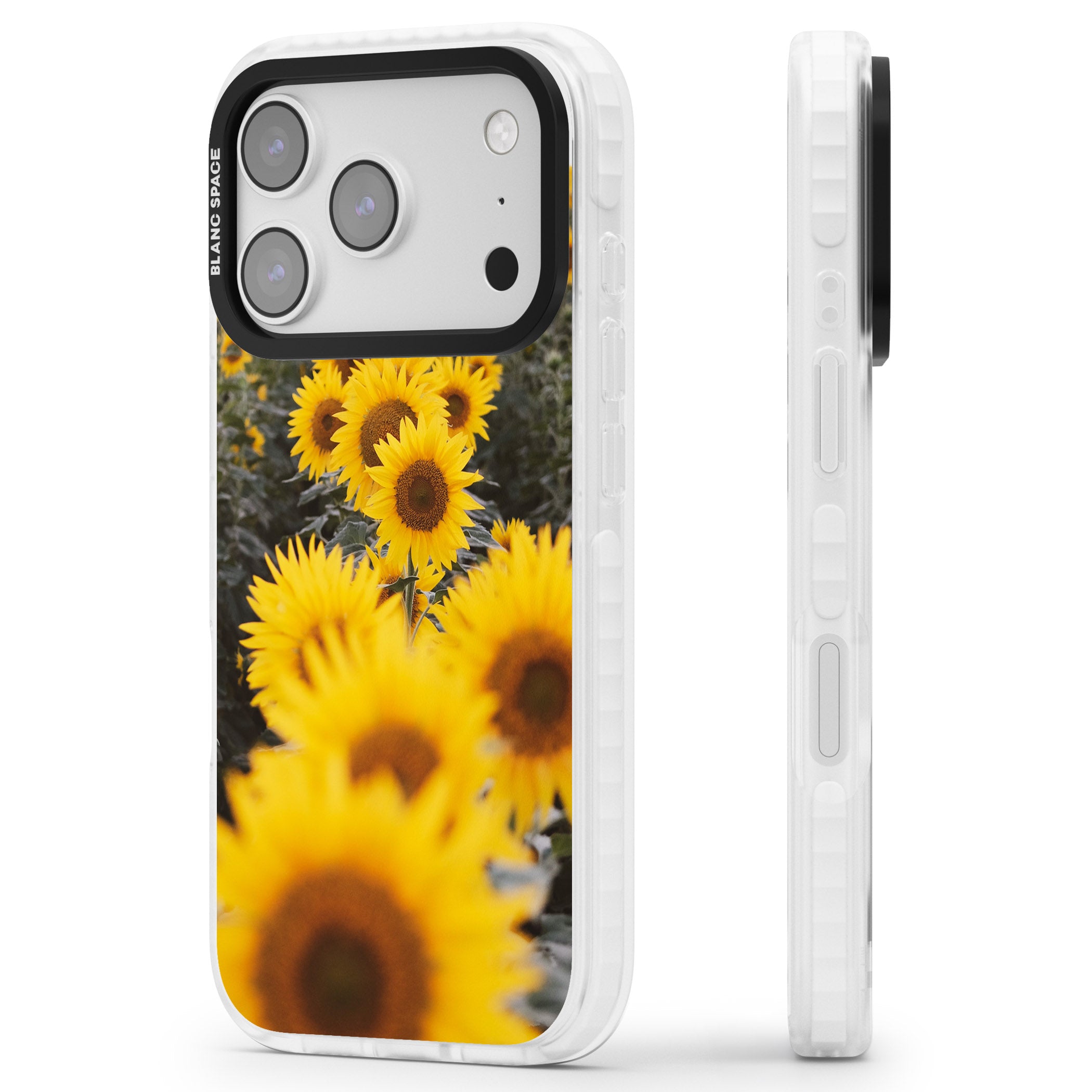 Sunflower Field iPhone 17 Pro Impact Clear Phone Case Side Profile