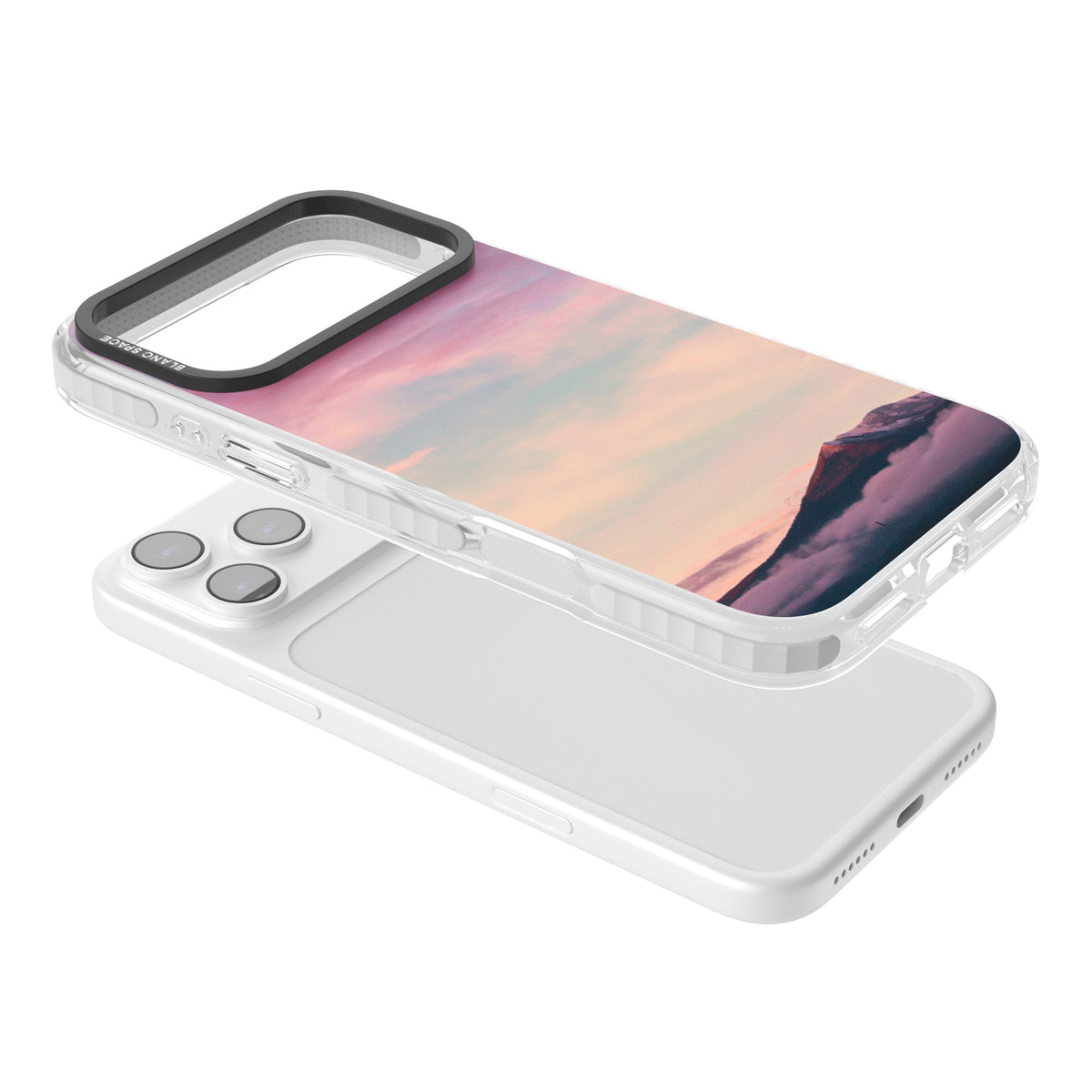 Pastel Mountain Sunset iPhone 17 Pro Max Impact Clear Phone Case angled