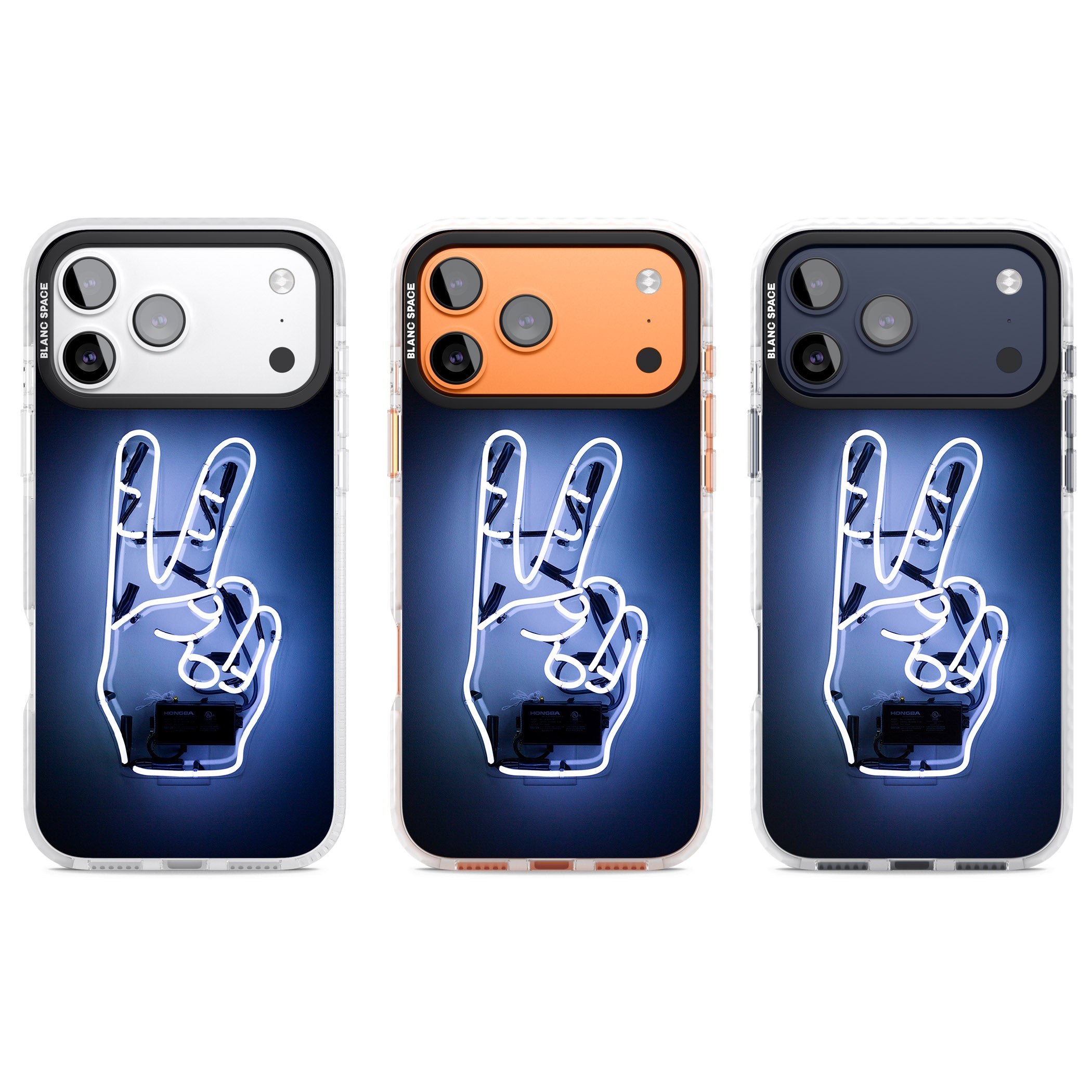 Neon Peace Sign iPhone 17 Pro Impact Clear Phone Case APT Impact Protection