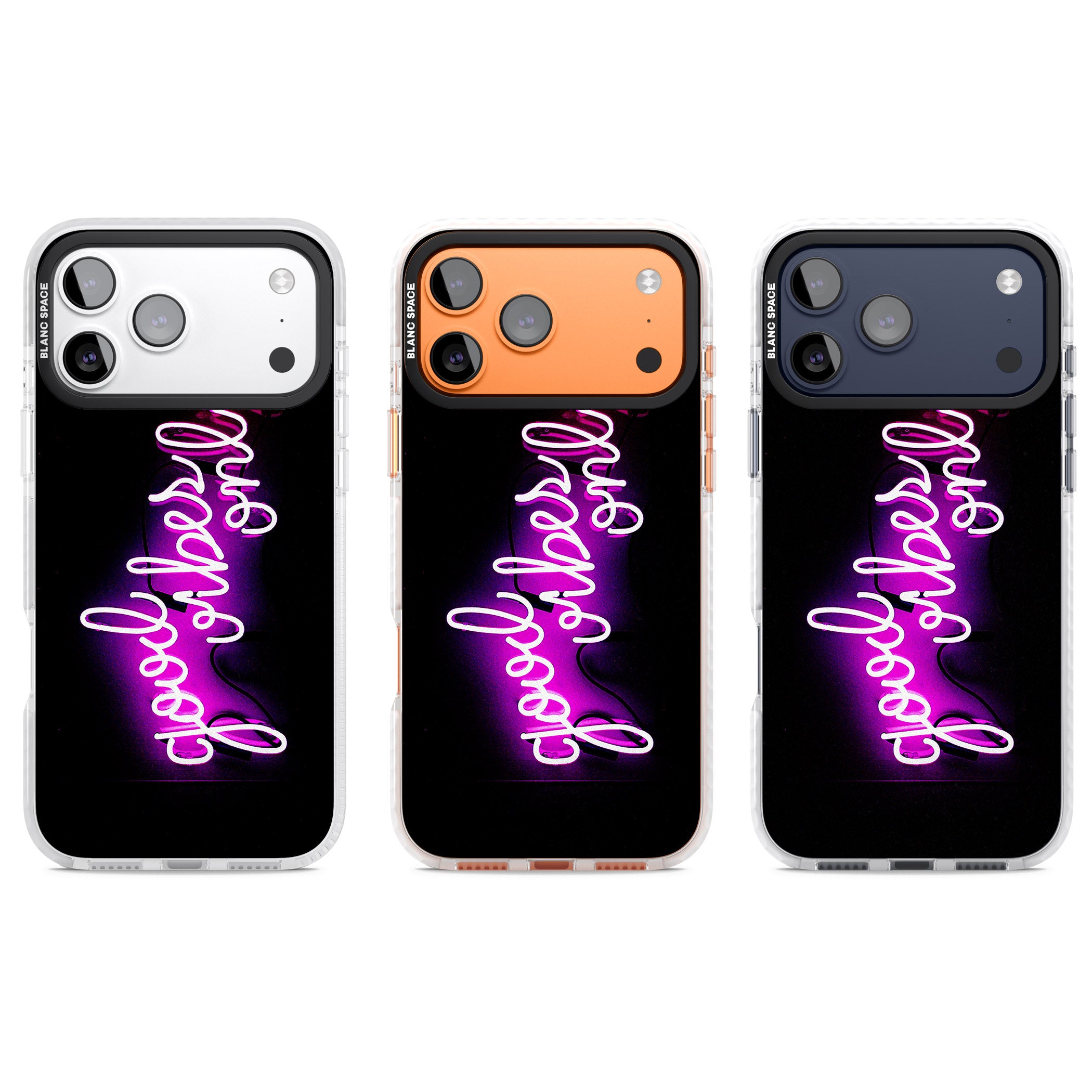 Good Vibes Only Neon Glow iPhone 17 Pro Impact Clear Phone Case APT Impact Protection