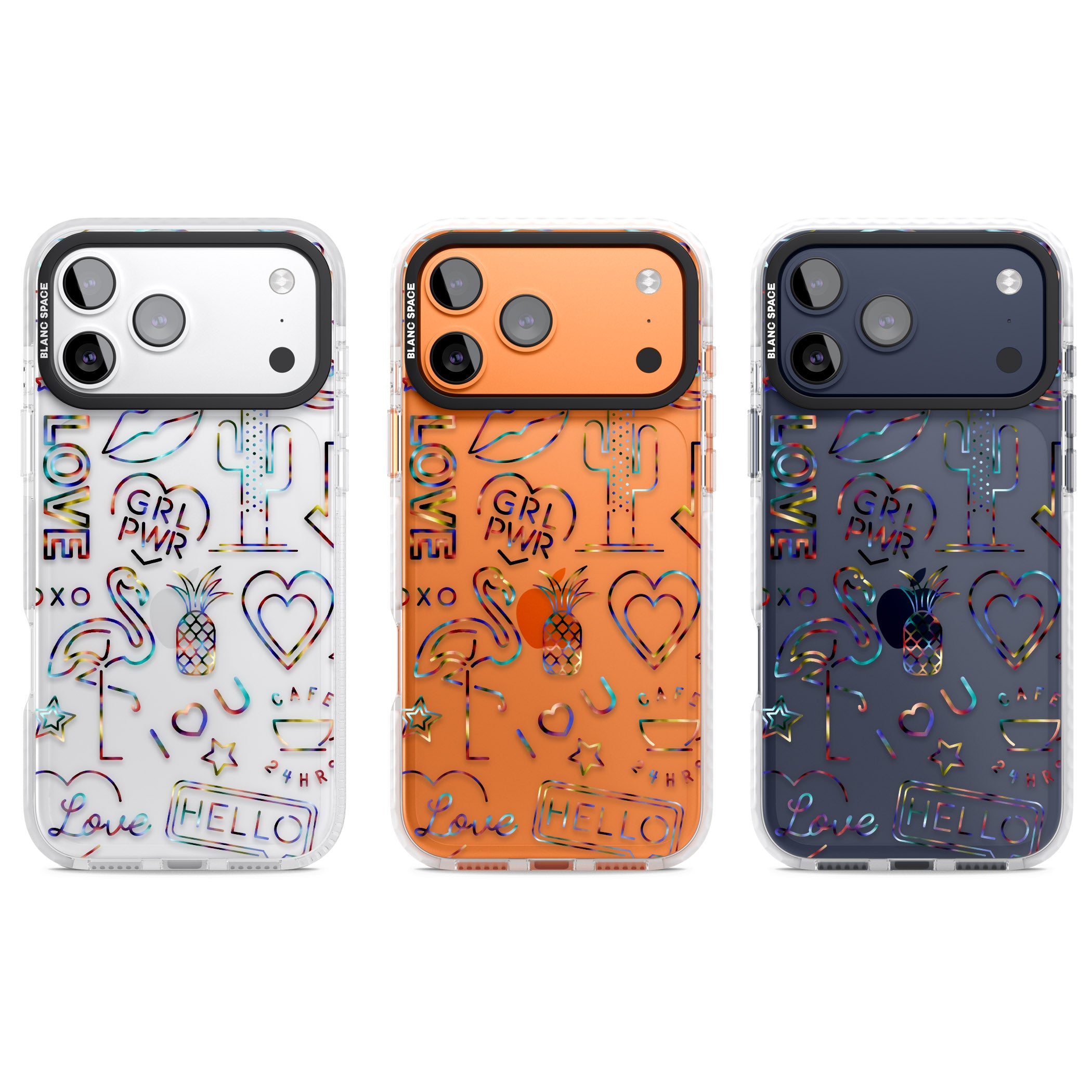 Funky Nebula Neon Sign iPhone 17 Pro Impact Clear Phone Case APT Impact Protection