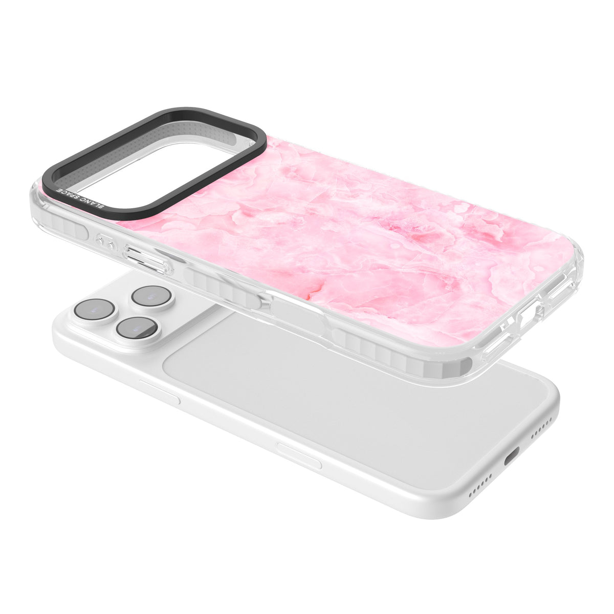 Pink Onyx Marble iPhone 17 Pro Max Impact Clear Phone Case angled