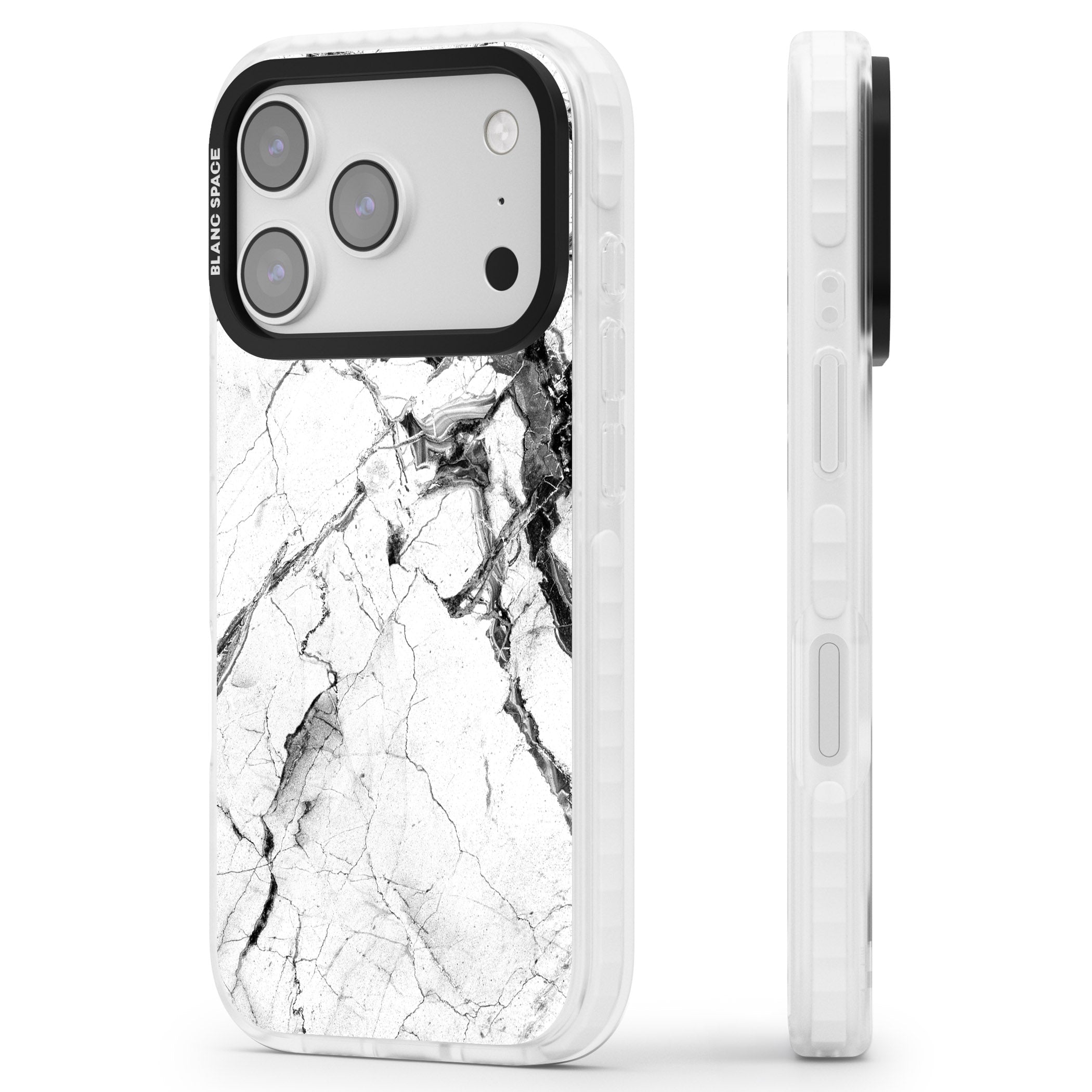Storm Marble iPhone 17 Pro Impact Clear Phone Case Side Profile