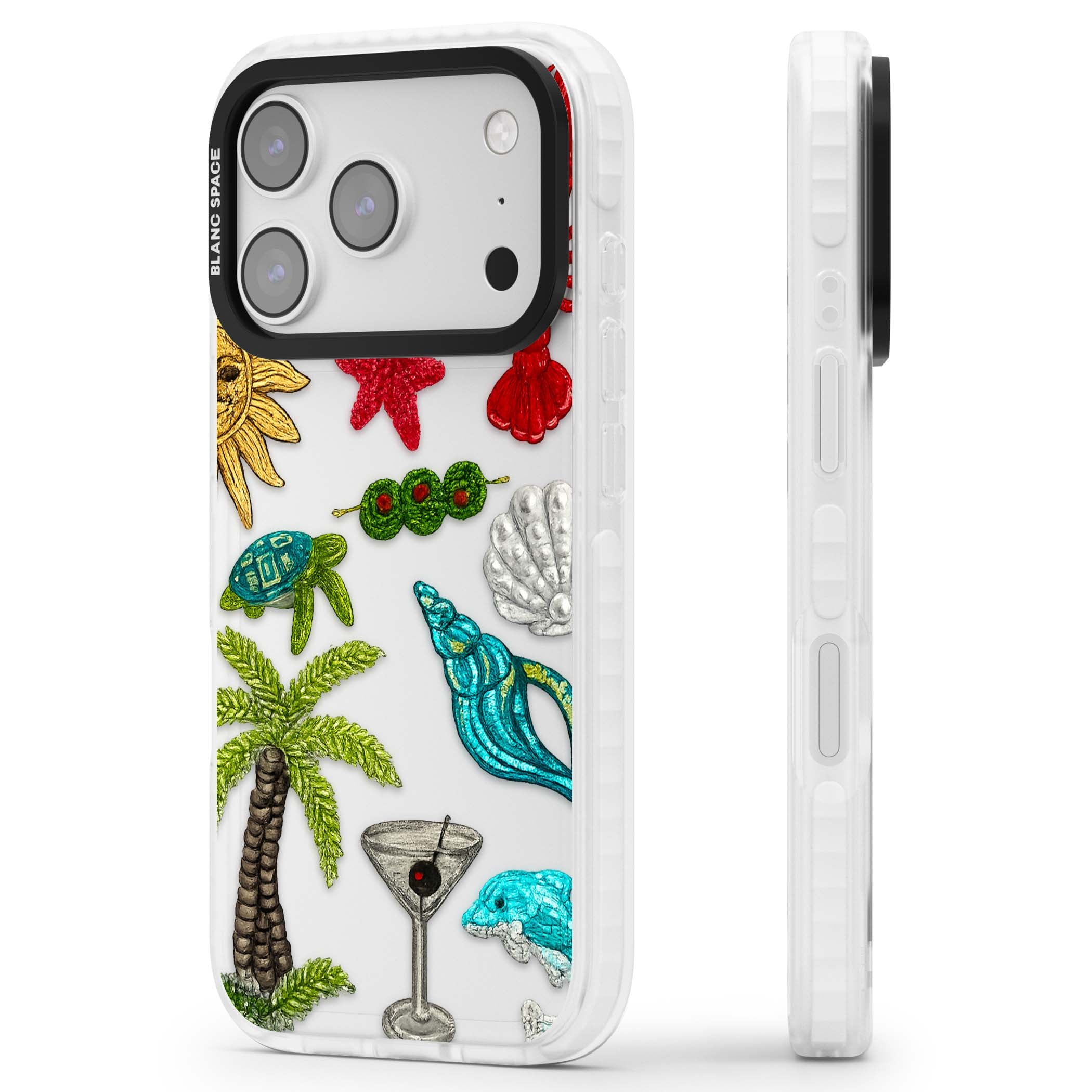 Painted Coastal Pattern coastal iPhone case | Black Impact case for iPhone 17 Pro, iPhone 17 Pro Max