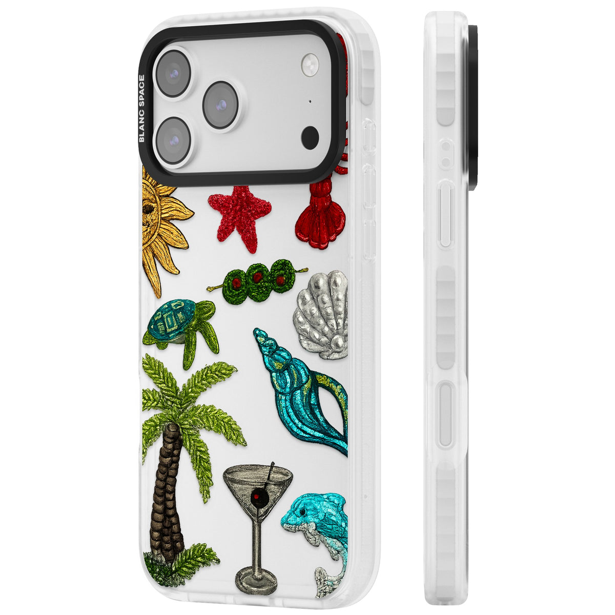 Painted Coastal Pattern iPhone 17 Pro Max Impact Clear Phone Case side
