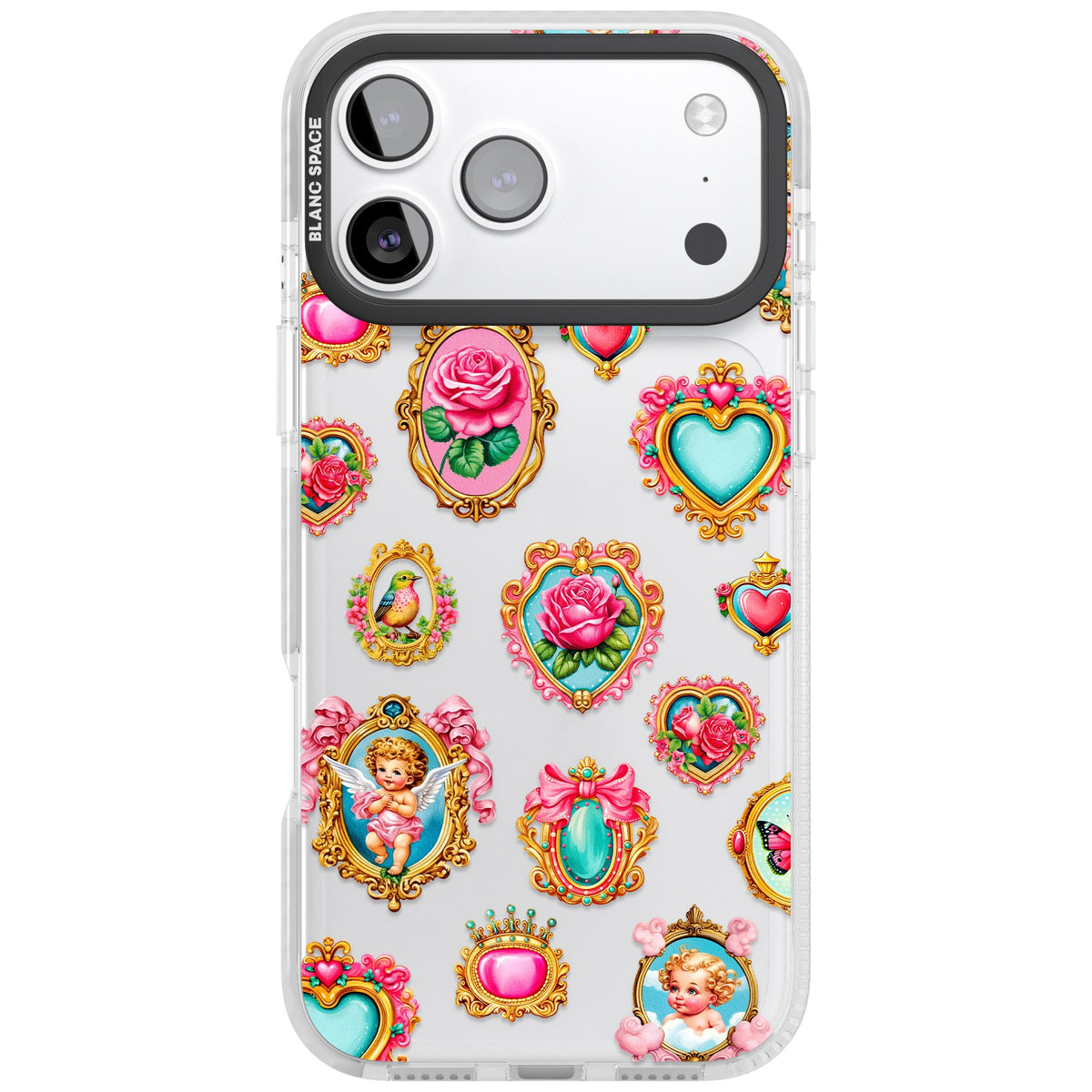 Angelcore Hearts Frames iPhone 17 Pro Max Impact Clear Phone Case front