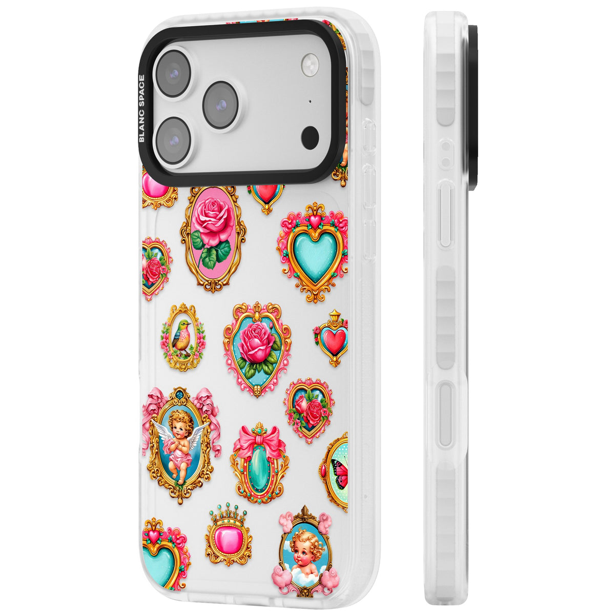 Angelcore Hearts Frames iPhone 17 Pro Max Impact Clear Phone Case side