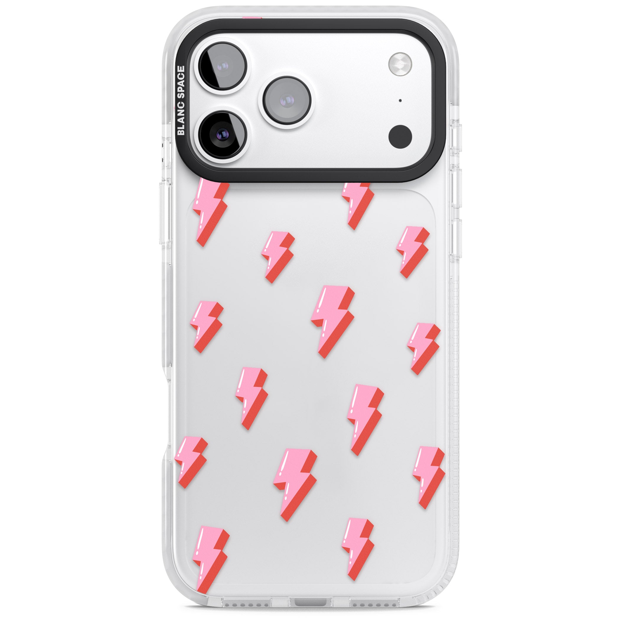 Pink Bolt Pattern iPhone 17 Pro Impact Clear Phone Case