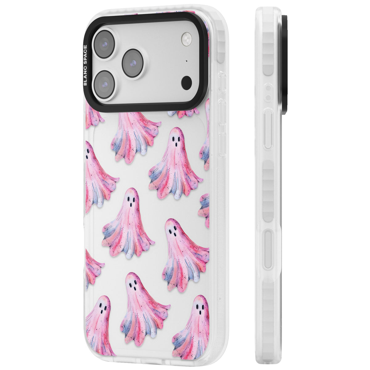 Pink Ghosts iPhone 17 Pro Max Impact Clear Phone Case side