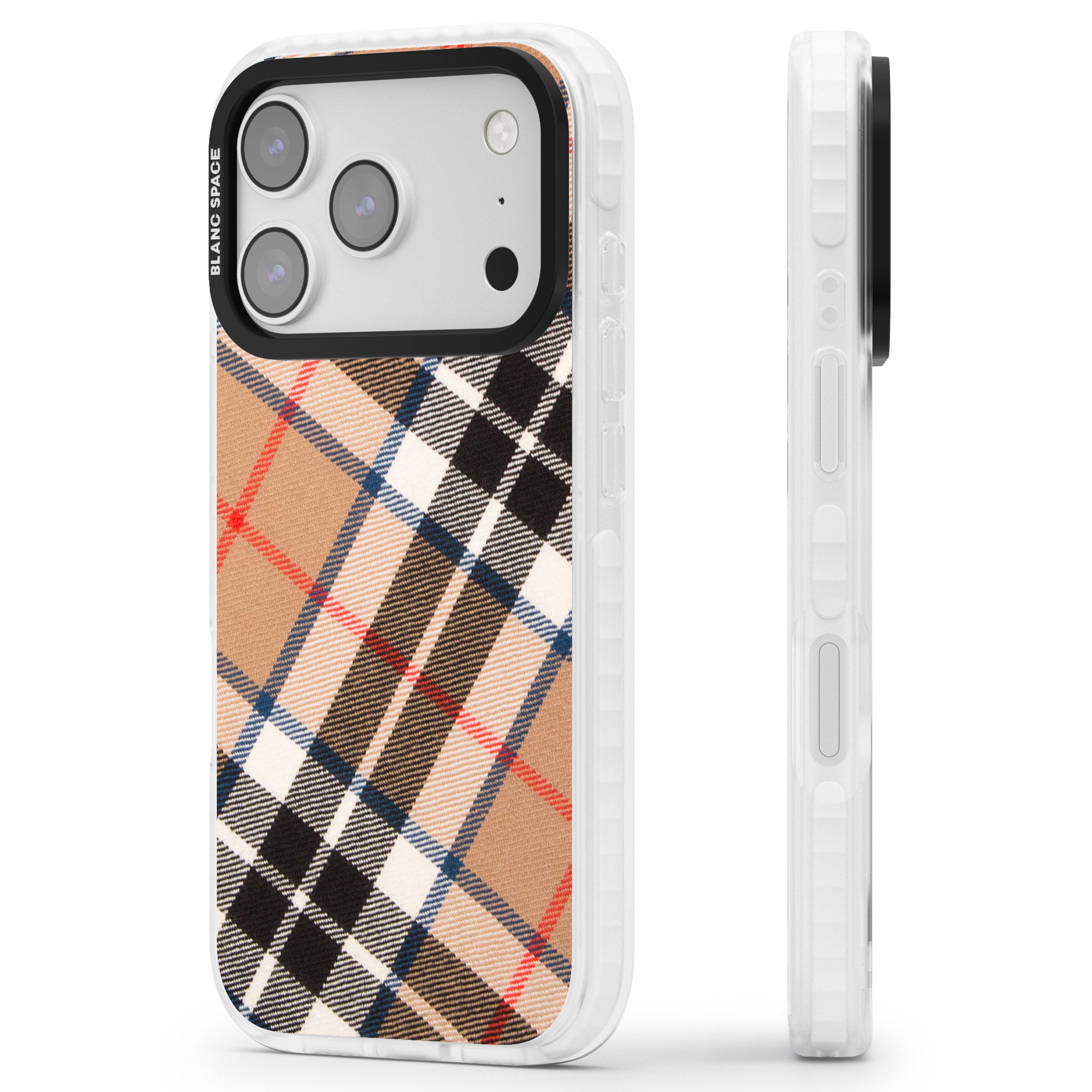 Haymarket Check iPhone 17 Pro Impact Clear Phone Case Side Profile