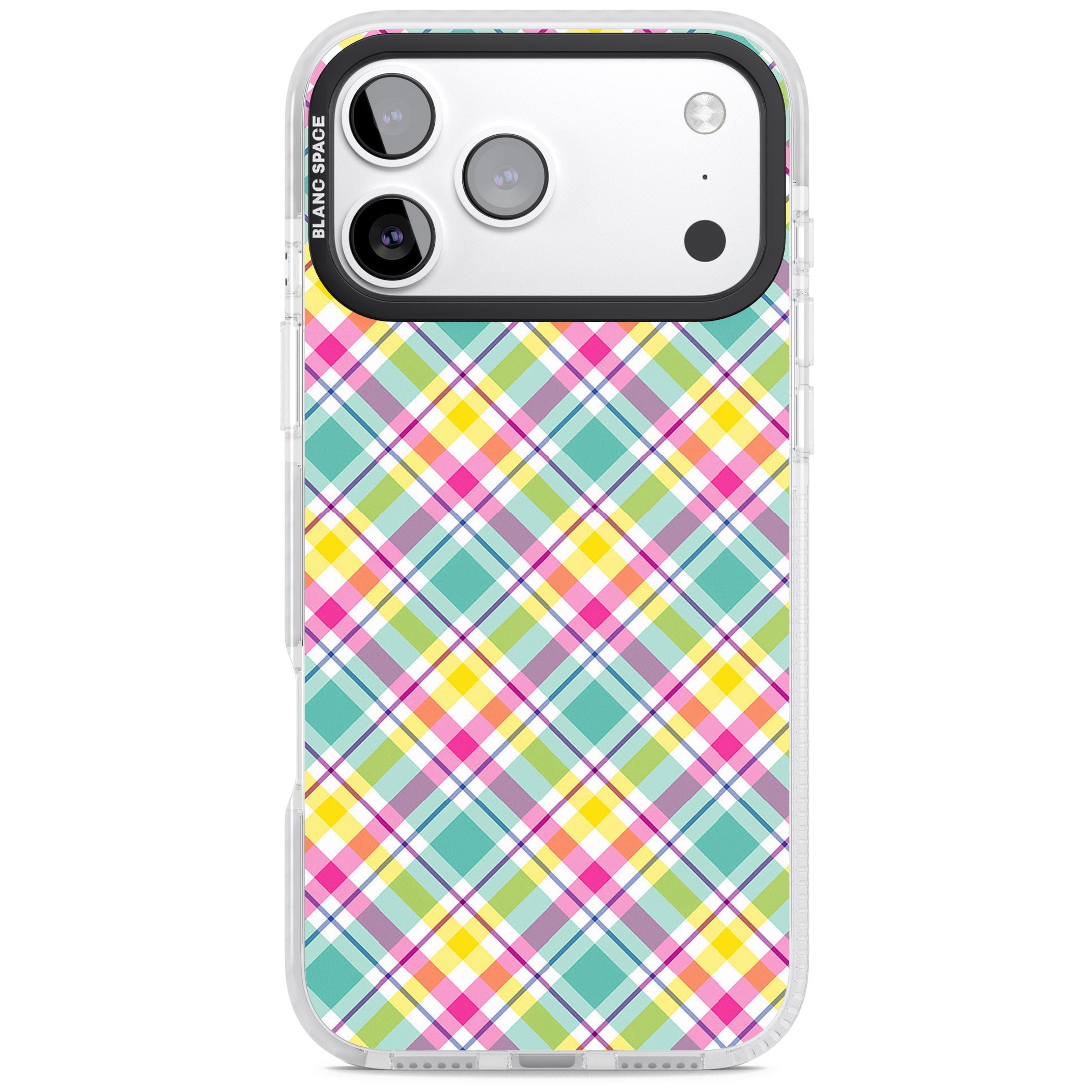 Crosshatch Plaid iPhone 17 Pro Impact Clear Phone Case