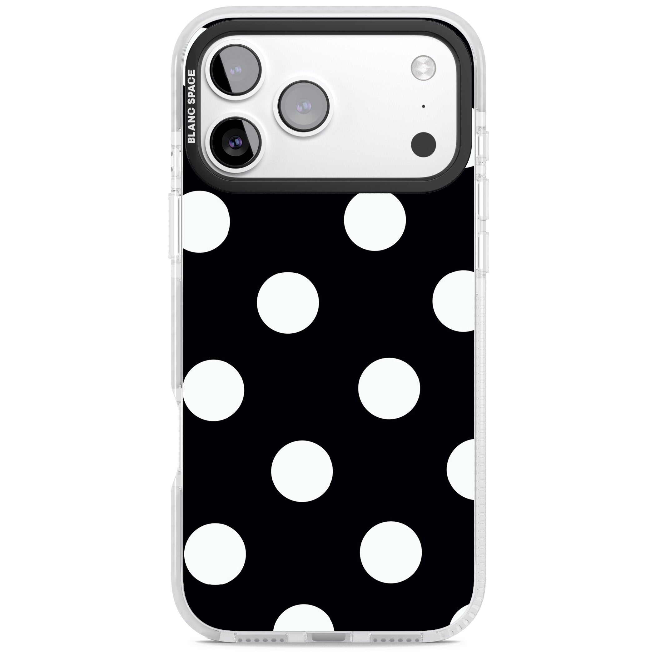 Chic Black Polka Dot iPhone 17 Pro Impact Clear Phone Case