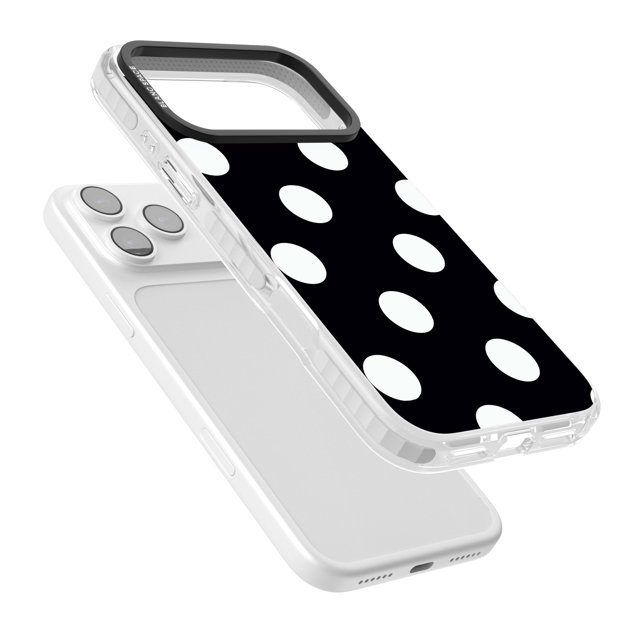 Chic Black Polka Dot iPhone 17 Pro Impact Clear Phone Case Colours