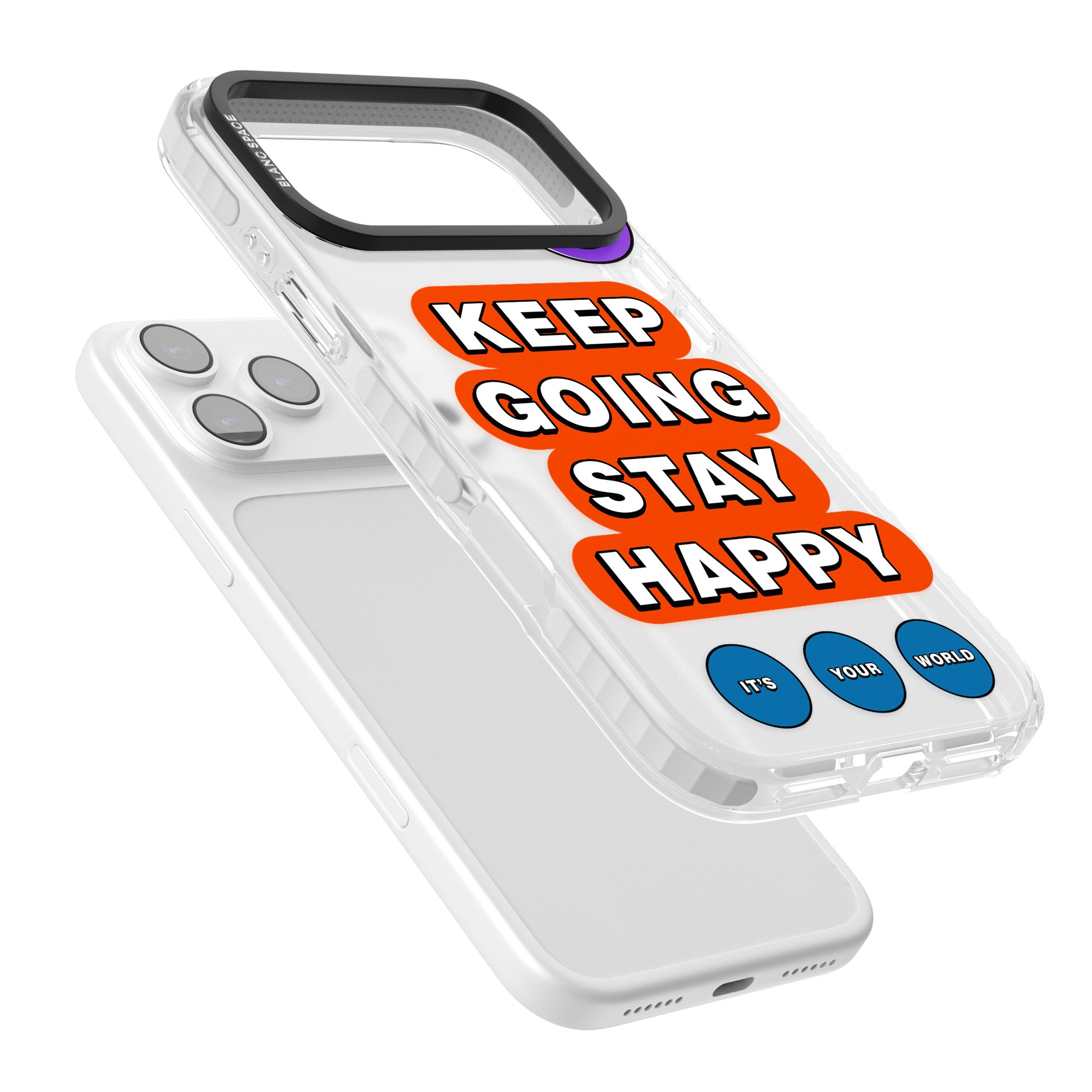 Keep Going Stay Happy iPhone 17 Pro Impact Clear Phone Case Colours