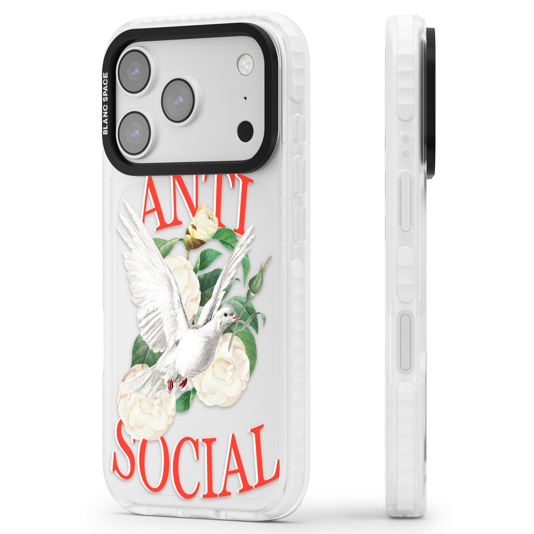 Anti Social iPhone 17 Pro Impact Clear Phone Case Side Profile