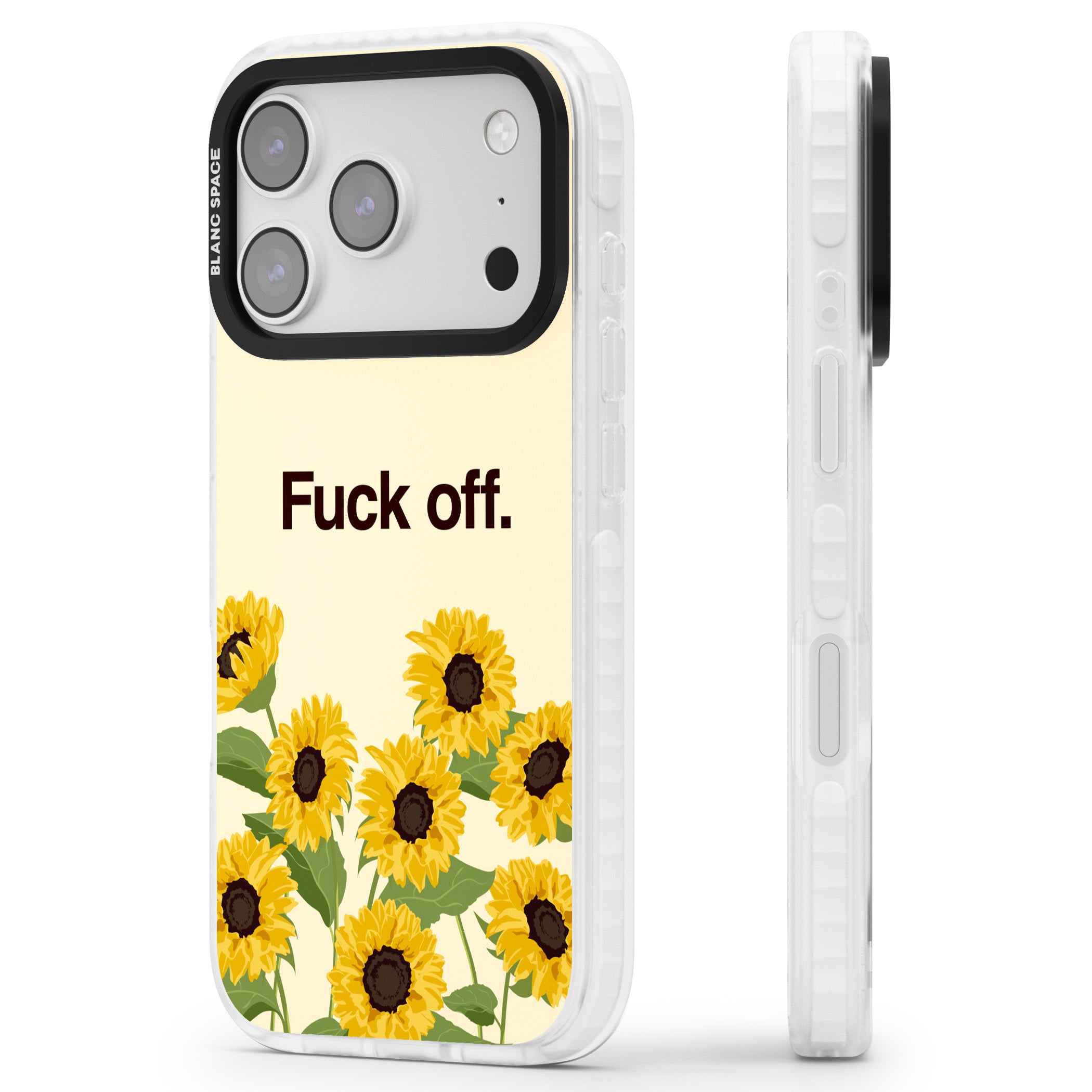 F*Ck Off iPhone 17 Pro Impact Clear Phone Case Side Profile
