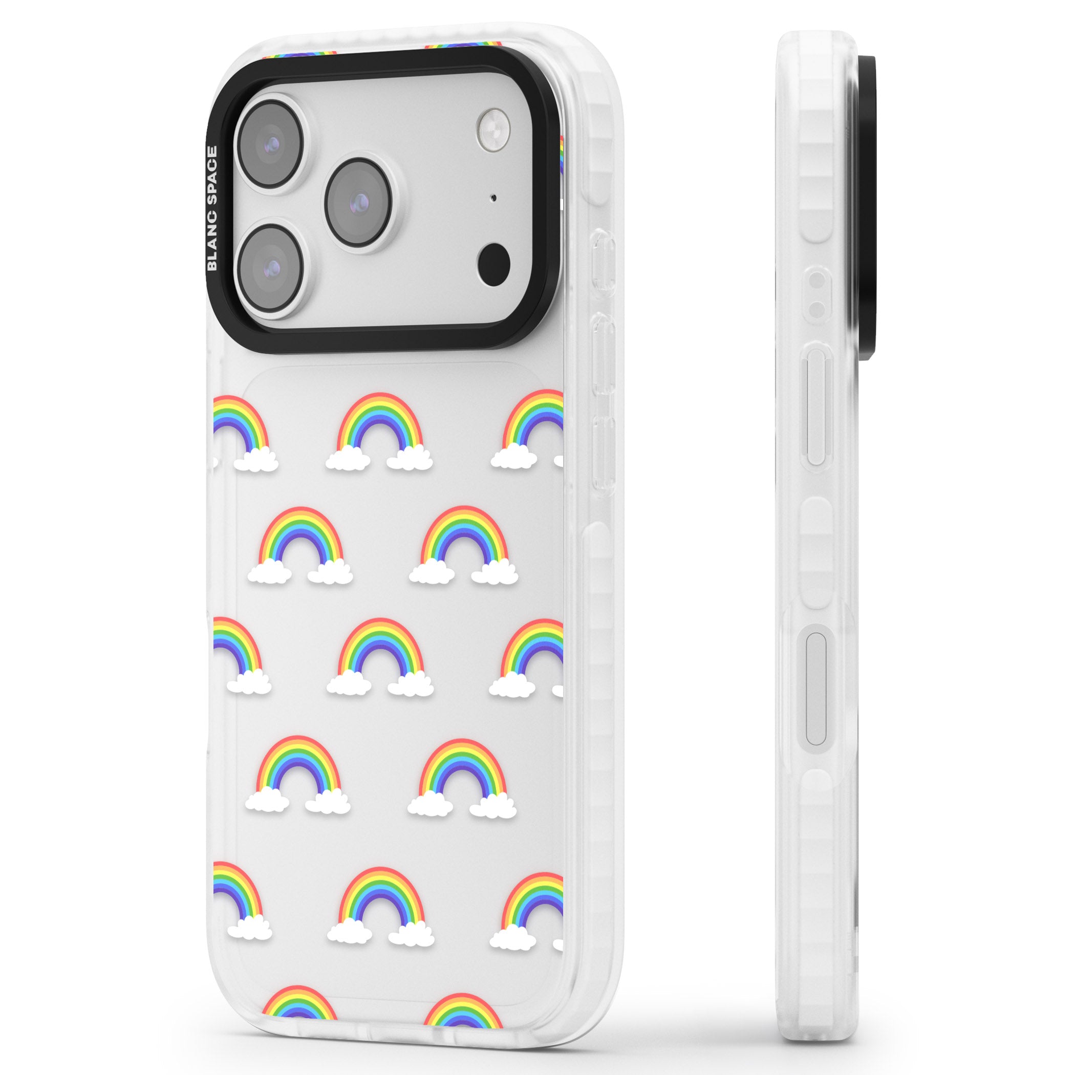 Rainbow Dream iPhone 17 Pro Impact Clear Phone Case Side Profile
