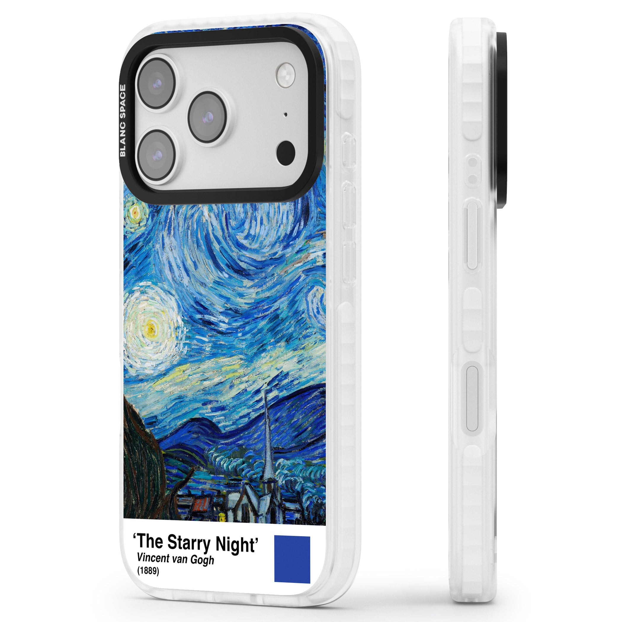 The Starry Night iPhone 17 Pro Impact Clear Phone Case Side Profile