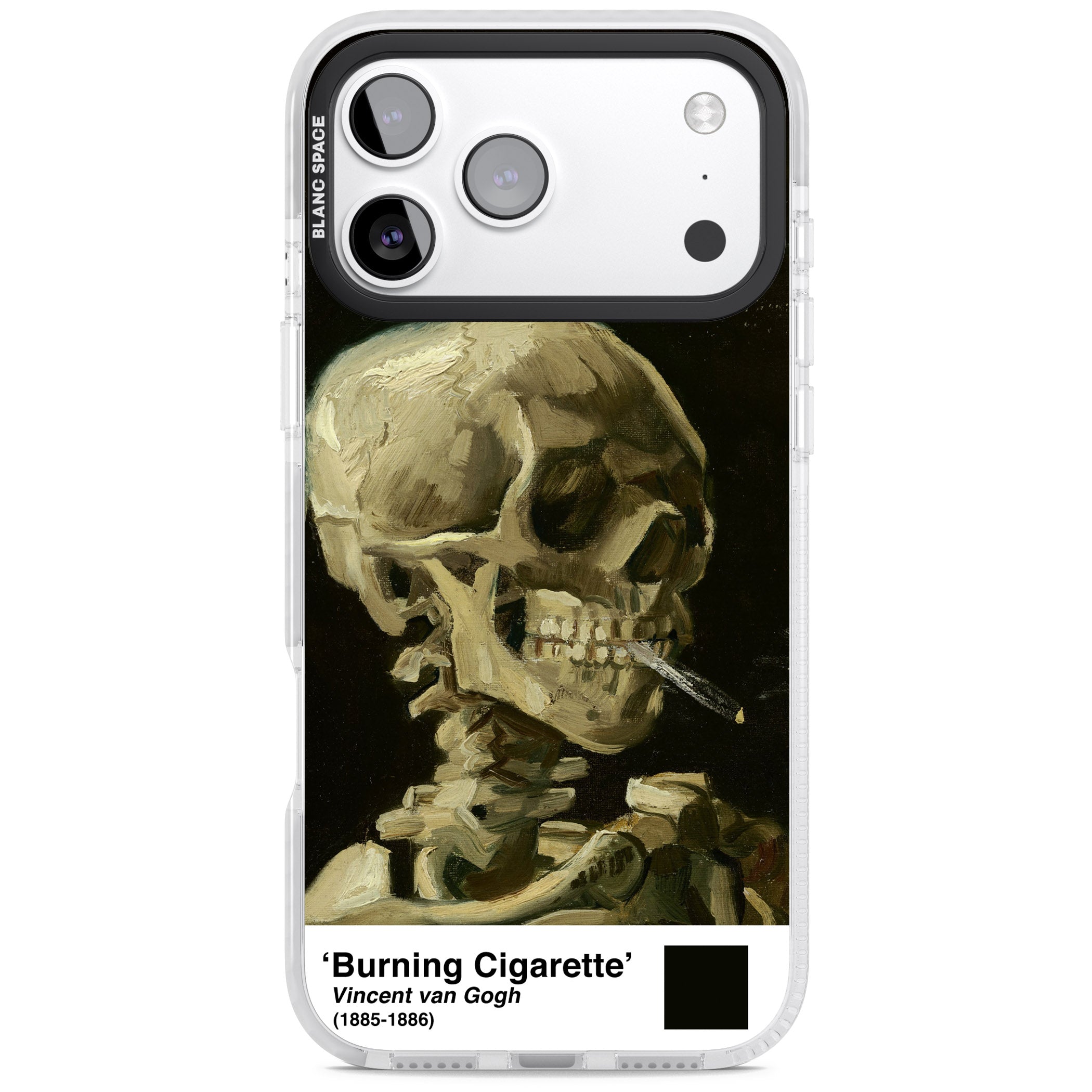 Skull Of A Skeleton With Burning Cigarette iPhone 17 Pro Impact Clear Phone Case
