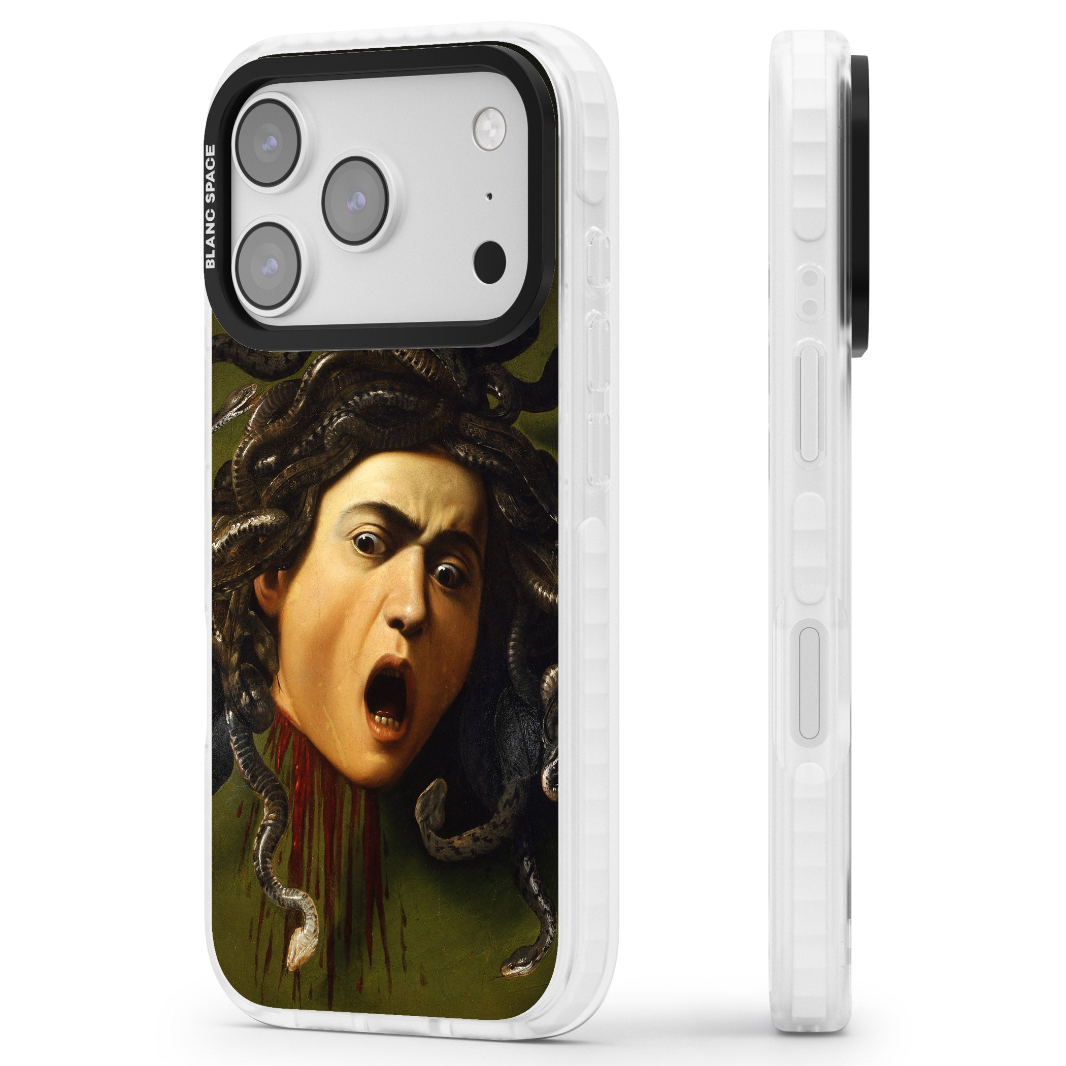 Head of Medusa iPhone 17 Pro Impact Clear Phone Case Side Profile