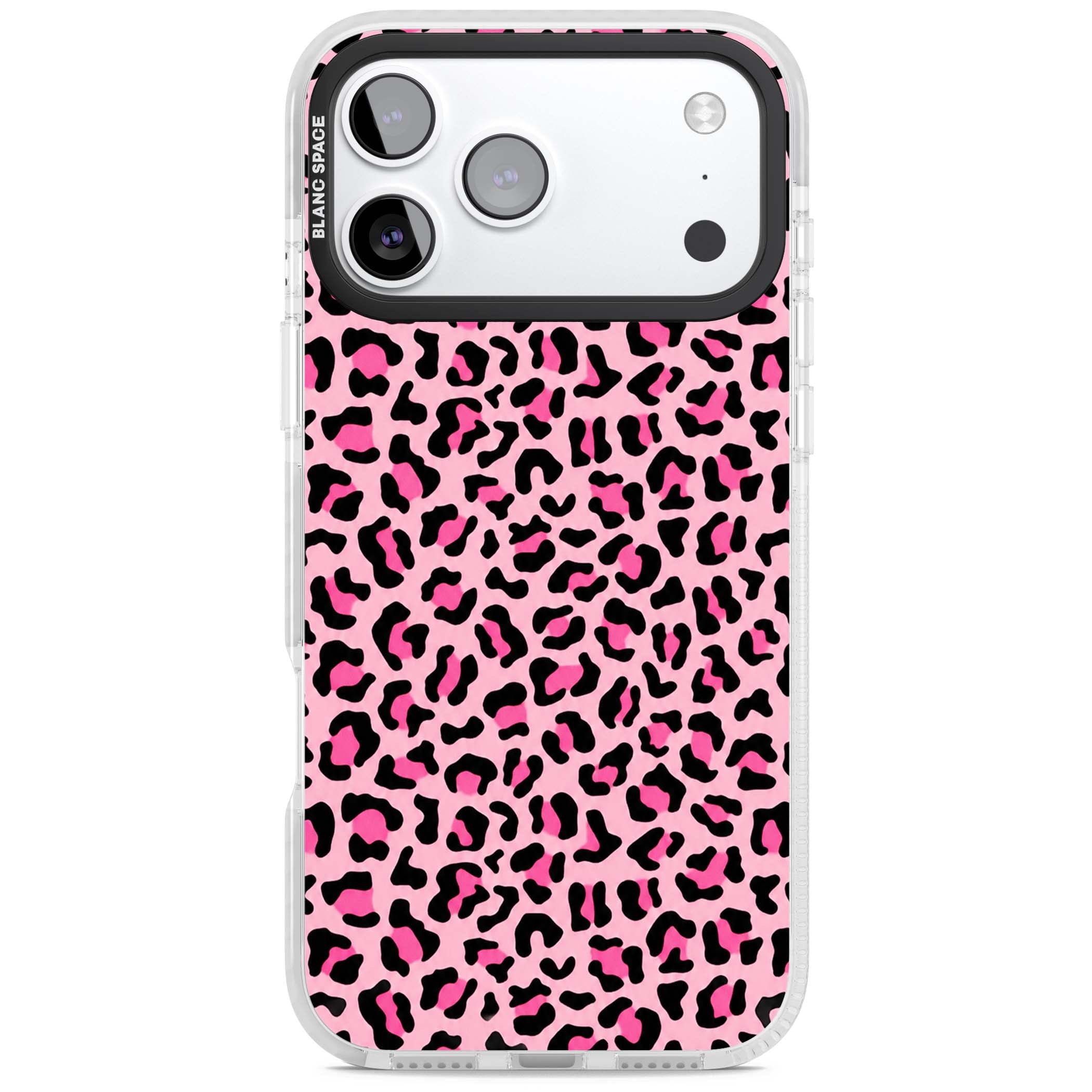 Pink Leopard baddie iPhone case | Black Impact case for iPhone 17 Pro, iPhone 17 Pro Max