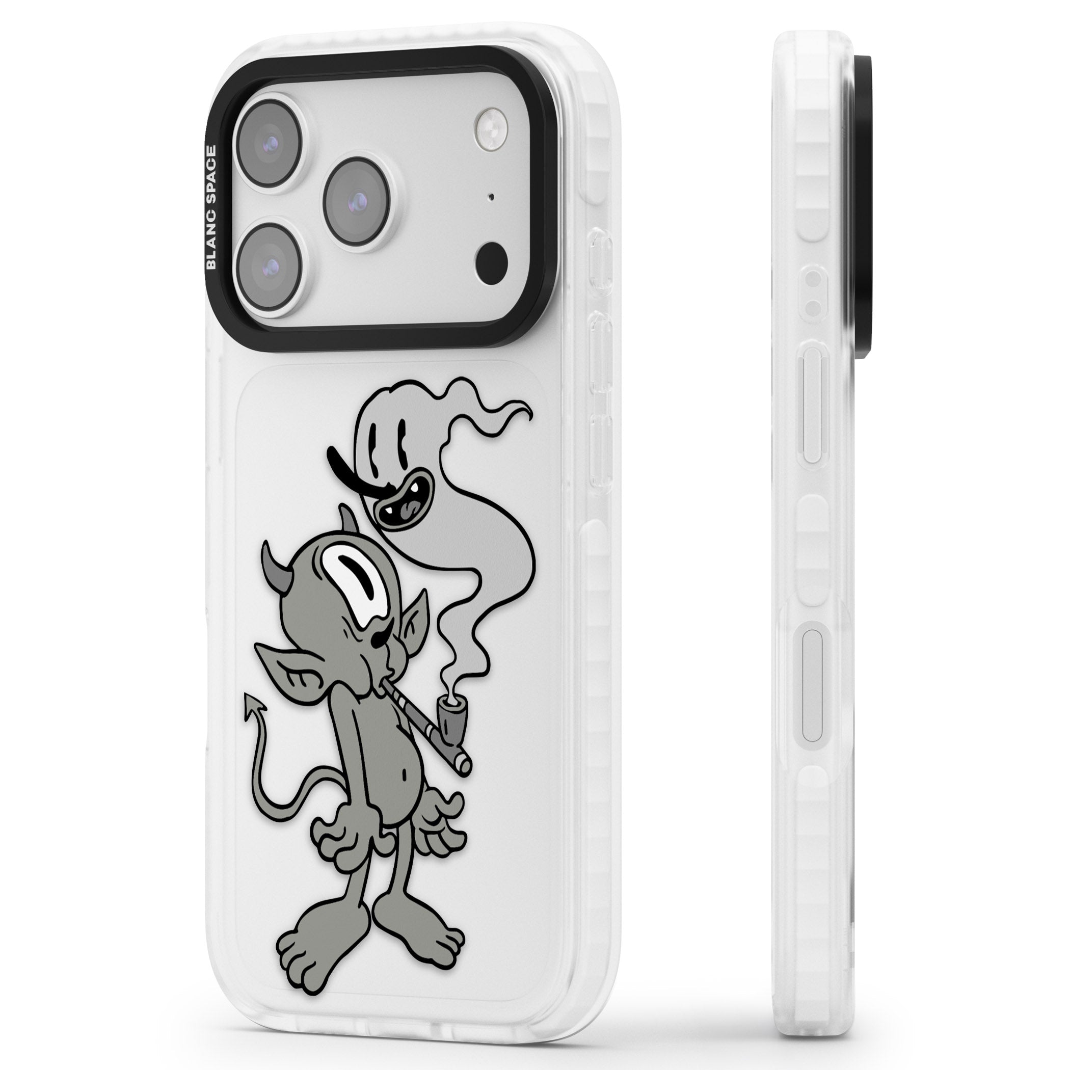 Pipe Goblin iPhone 17 Pro Impact Clear Phone Case Side Profile
