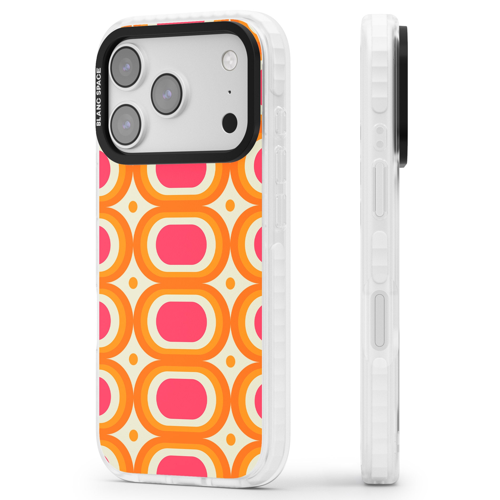 Groovy 60S Shape Pattern iPhone 17 Pro Impact Clear Phone Case Side Profile