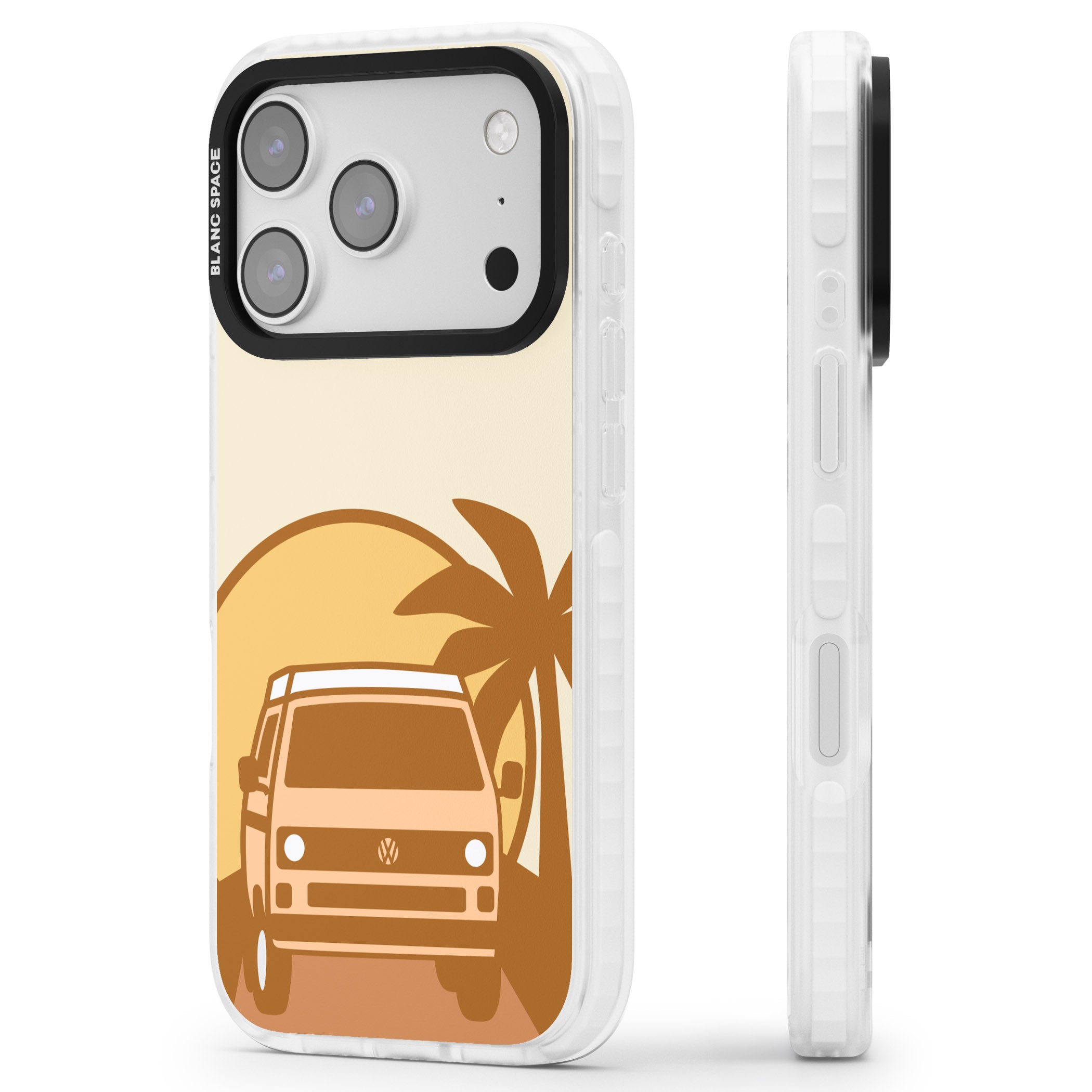 Sunset Van iPhone 17 Pro Impact Clear Phone Case Side Profile