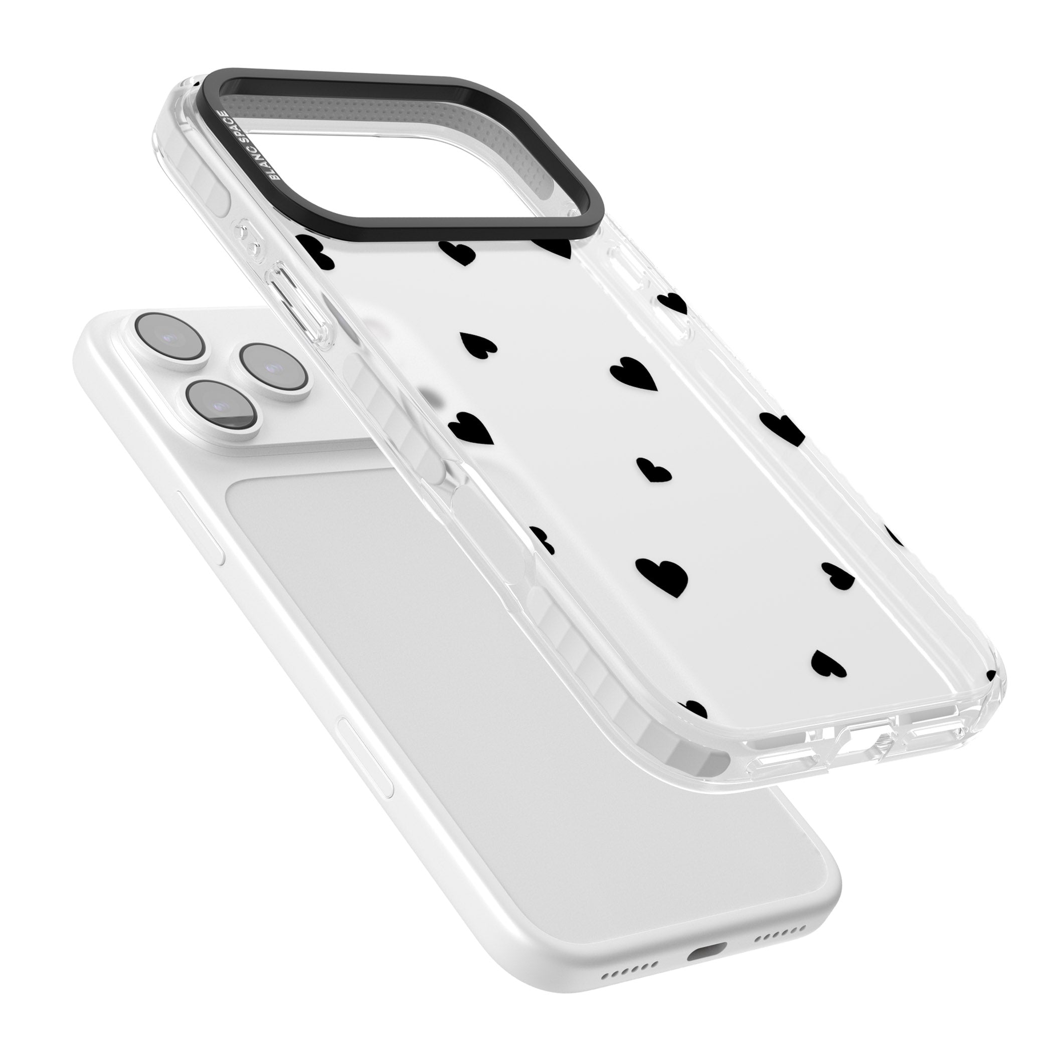 Black Hearts iPhone 17 Pro Impact Clear Phone Case Colours