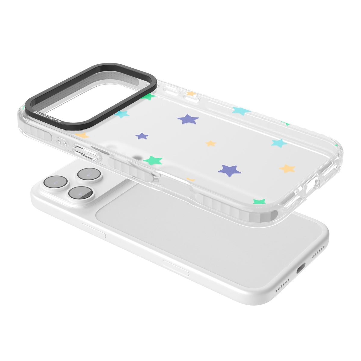 Pastel Star Pattern iPhone 17 Pro Max Impact Clear Phone Case angled