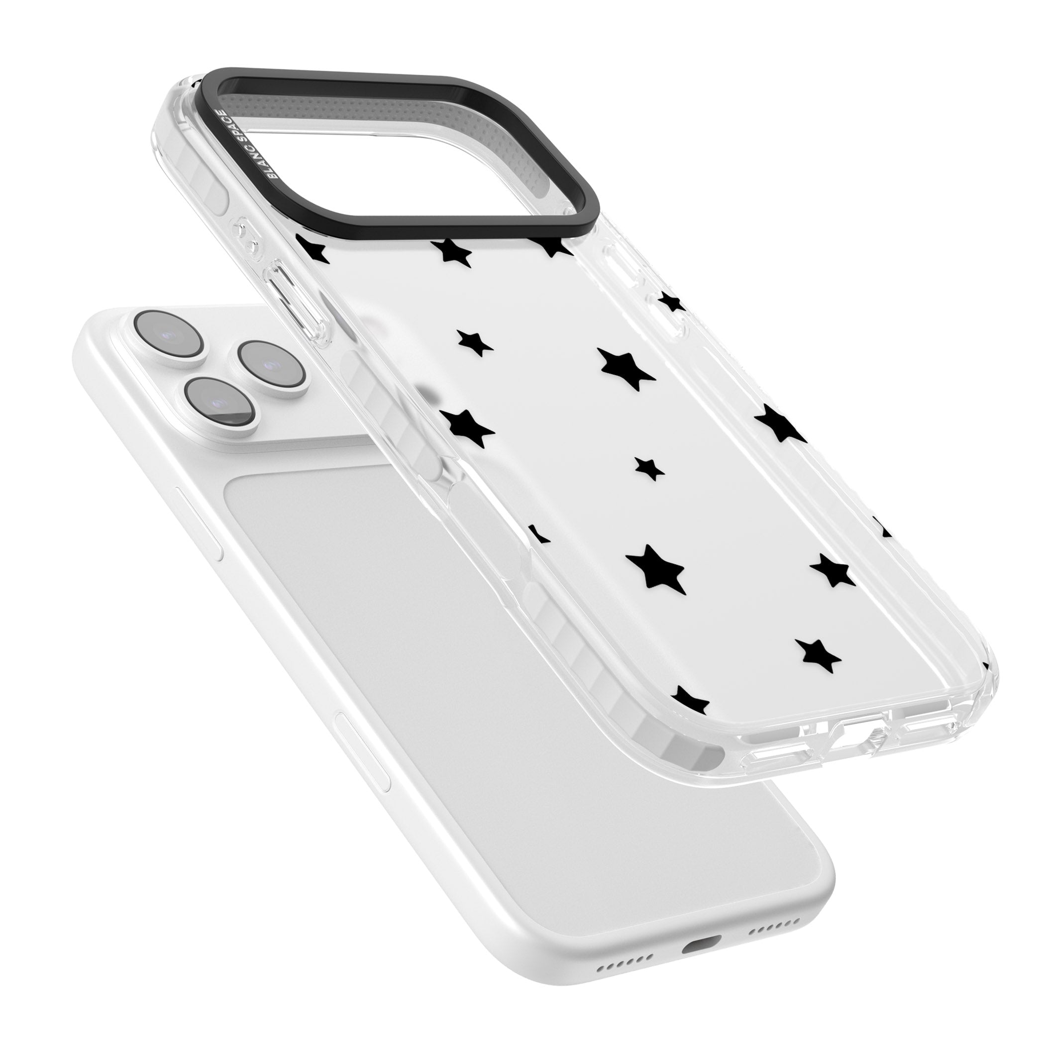 Starry Night Black Stars iPhone 17 Pro Impact Clear Phone Case Colours